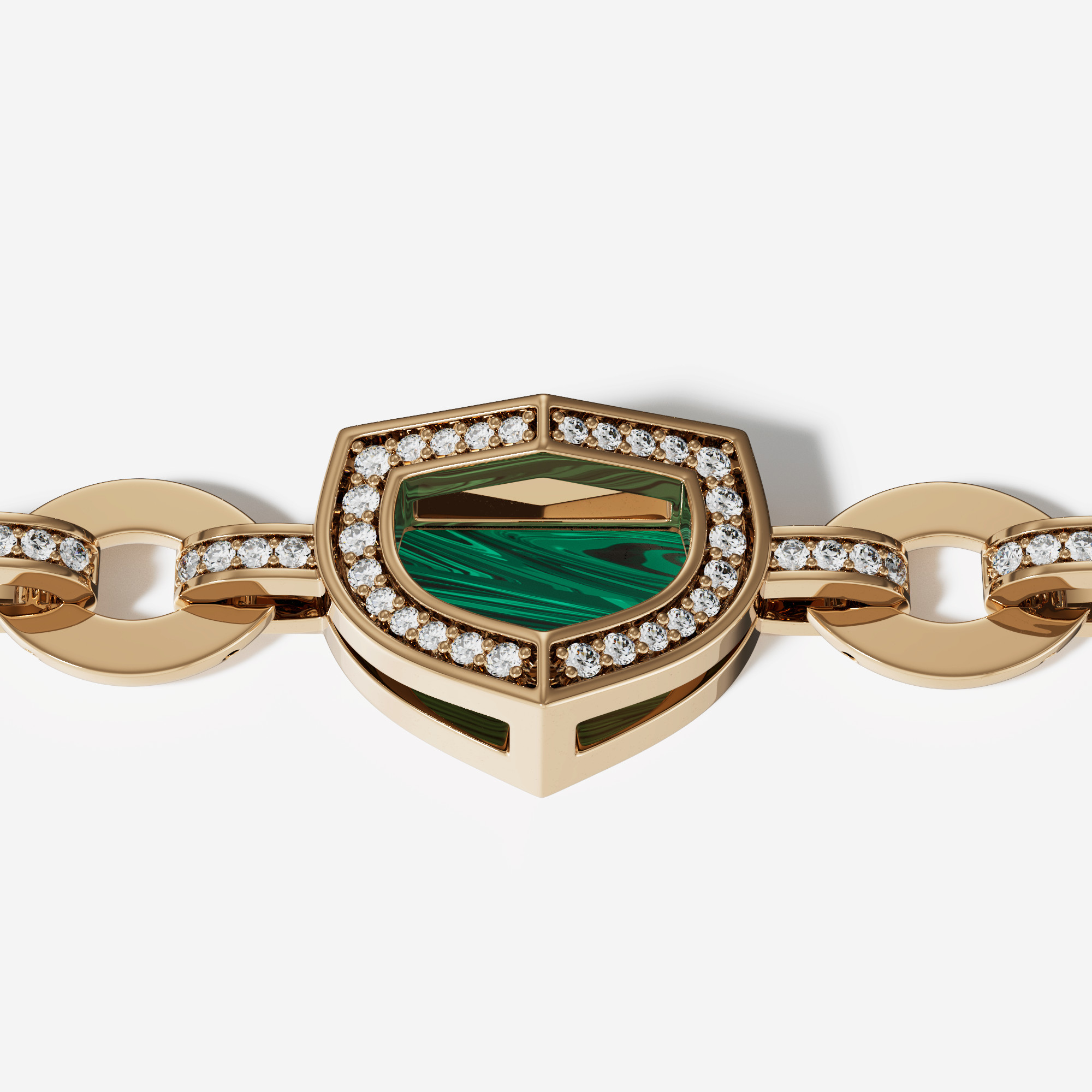 Art Deco Yellow Gold Bracelet With Malachite And Diamond