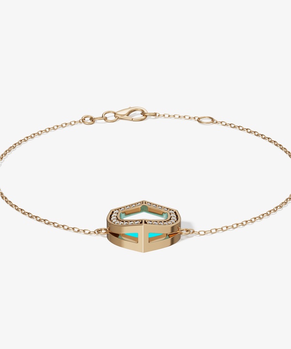 Art Deco Yellow Gold Bracelet With Malachite And Diamond