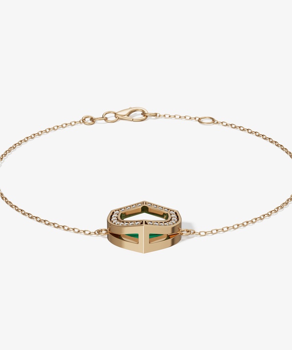 Art Deco Yellow Gold Bracelet With Turquoise And Diamond