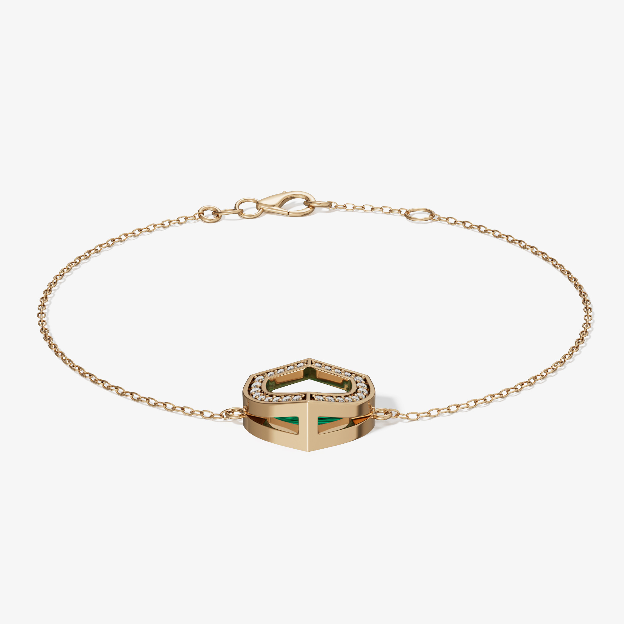 Art Deco Yellow Gold Bracelet With Turquoise And Diamond