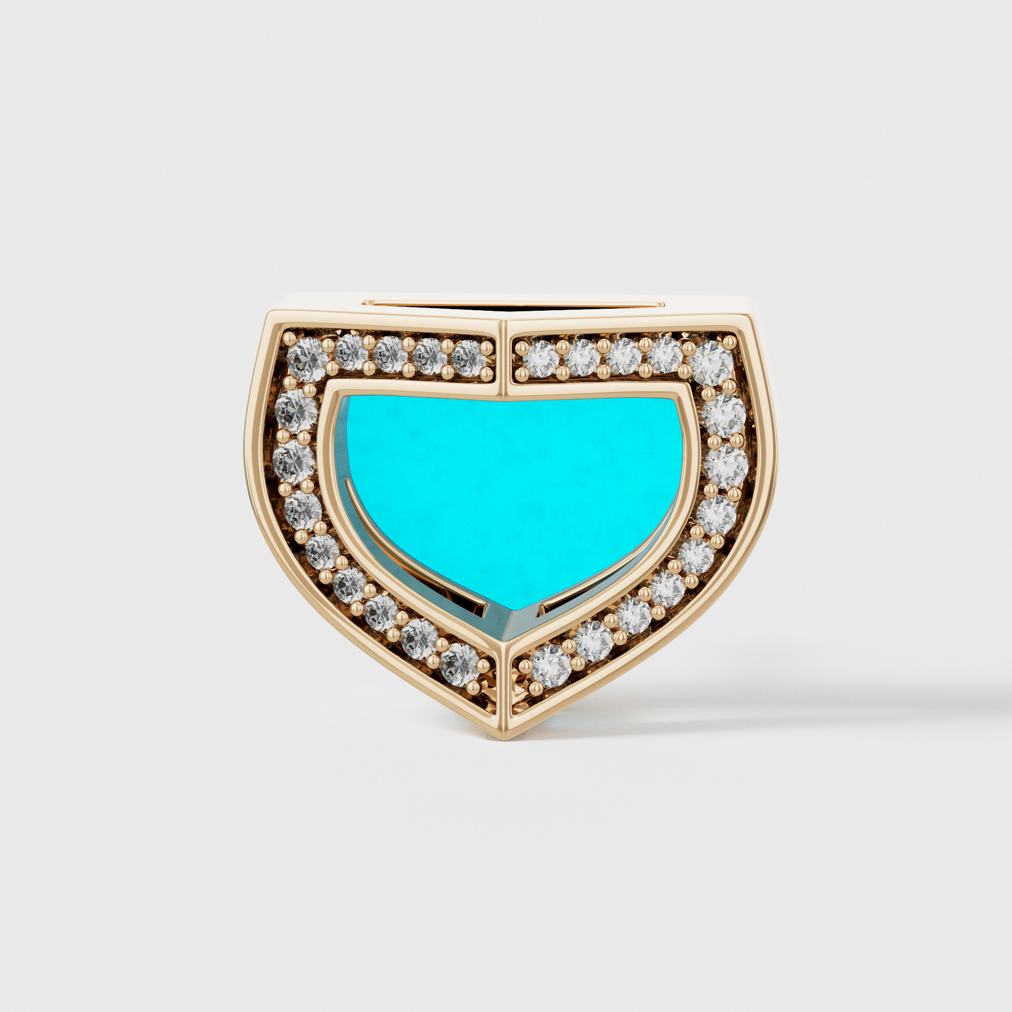 Art Deco Yellow Gold Earrings With Turquoise And Diamond