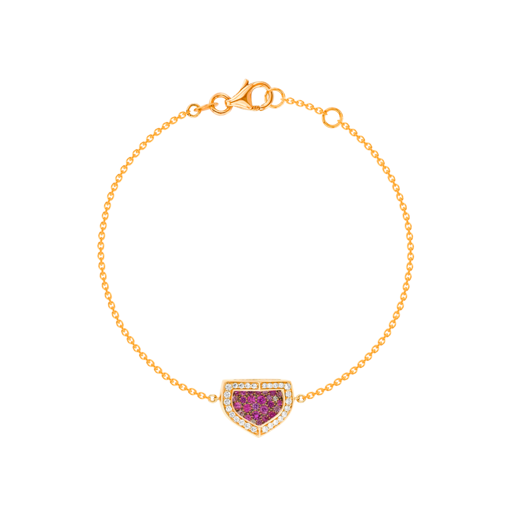 Mosaic 18k Rose Gold Pink Sapphire And Diamond Bracelet