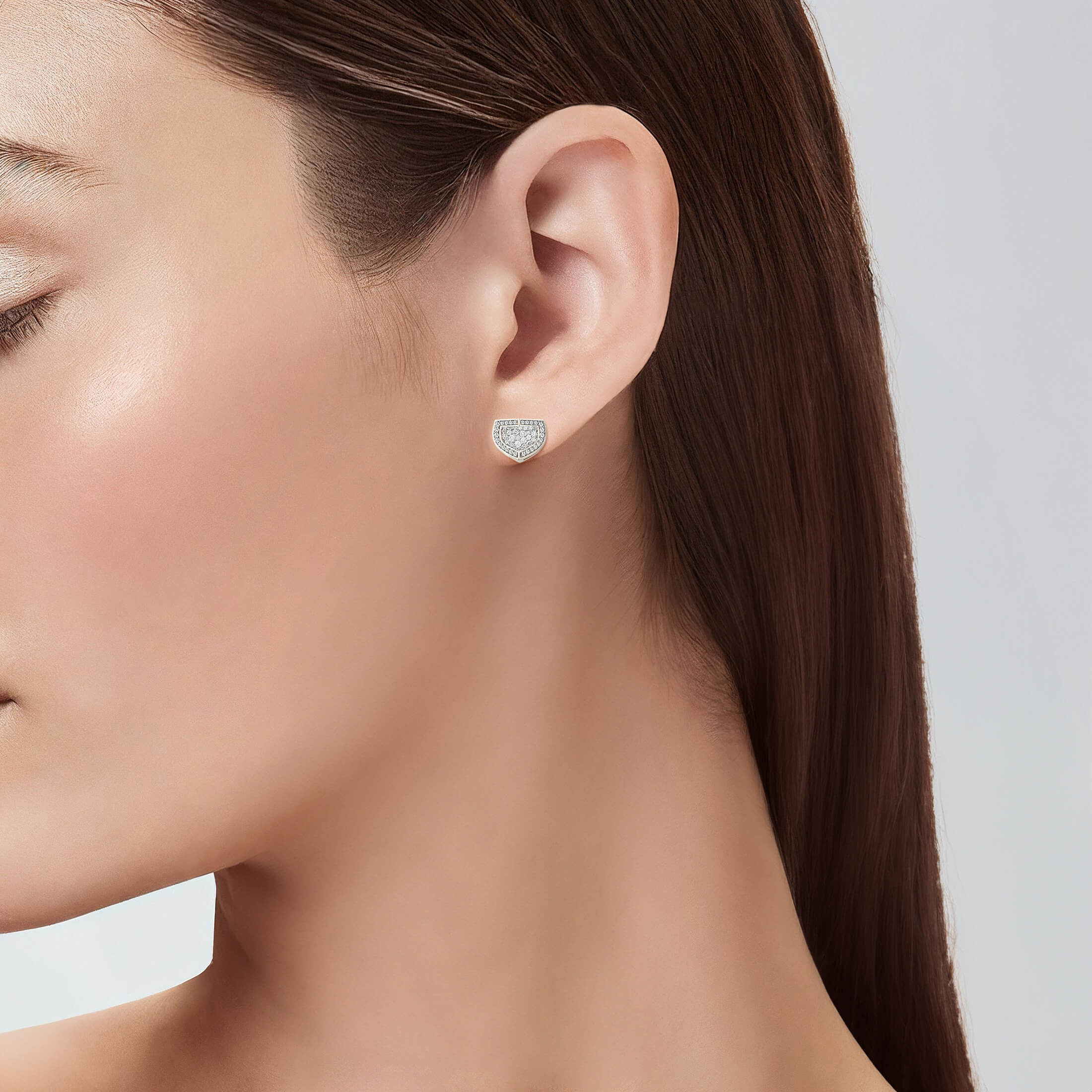 Mosaic 18k White Gold Diamond Earrings