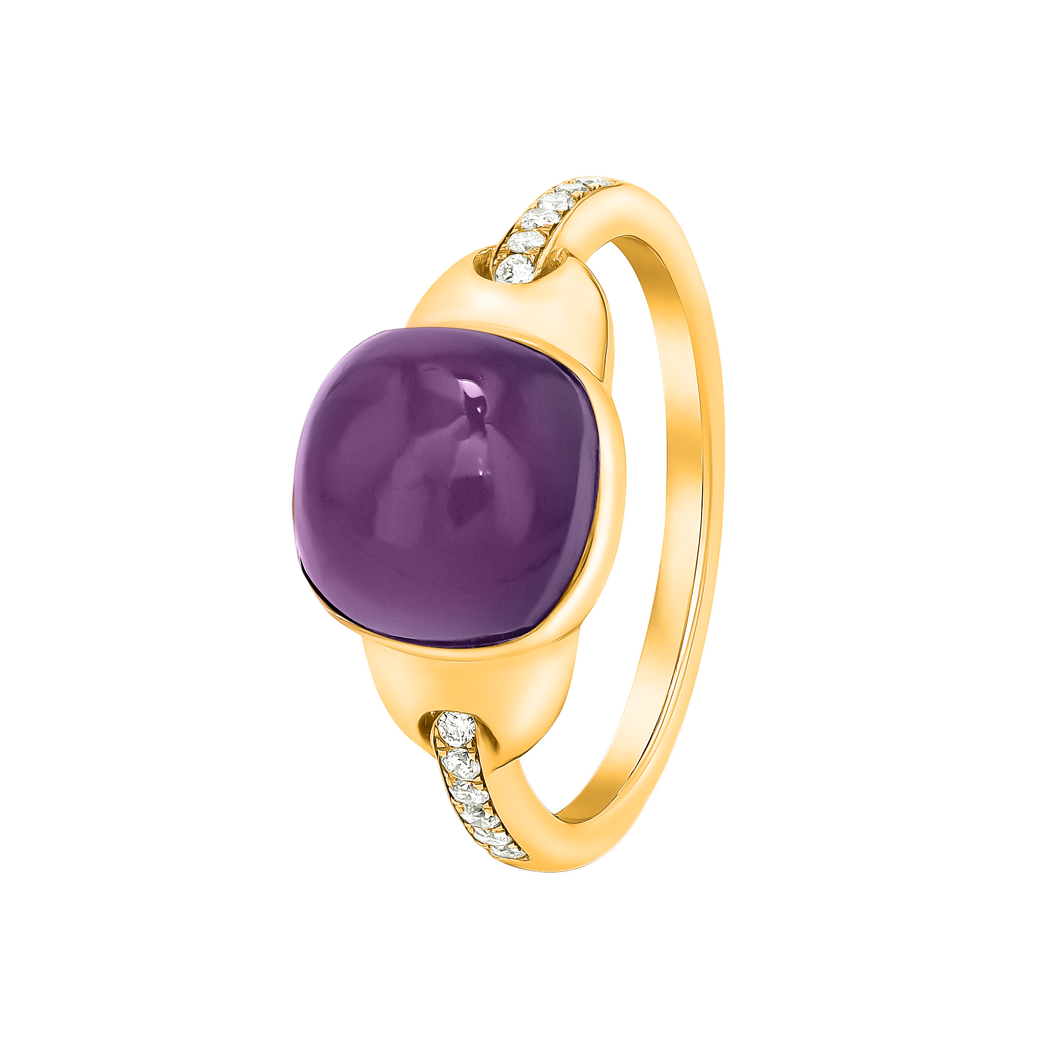 Drops 18k Yellow Gold And Amethyst Ring