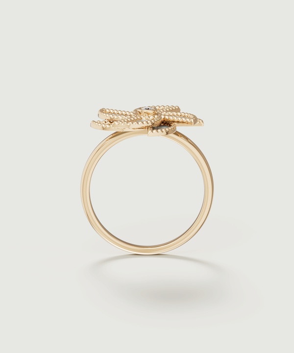 Bliss 18k Yellow Gold Diamond & White Mother Of Pearl Ring