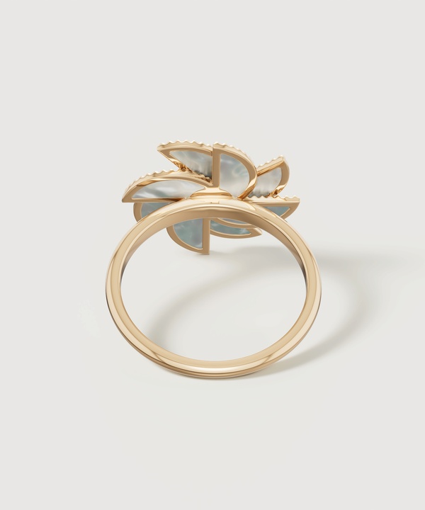 Bliss 18k Yellow Gold Diamond & White Mother Of Pearl Ring