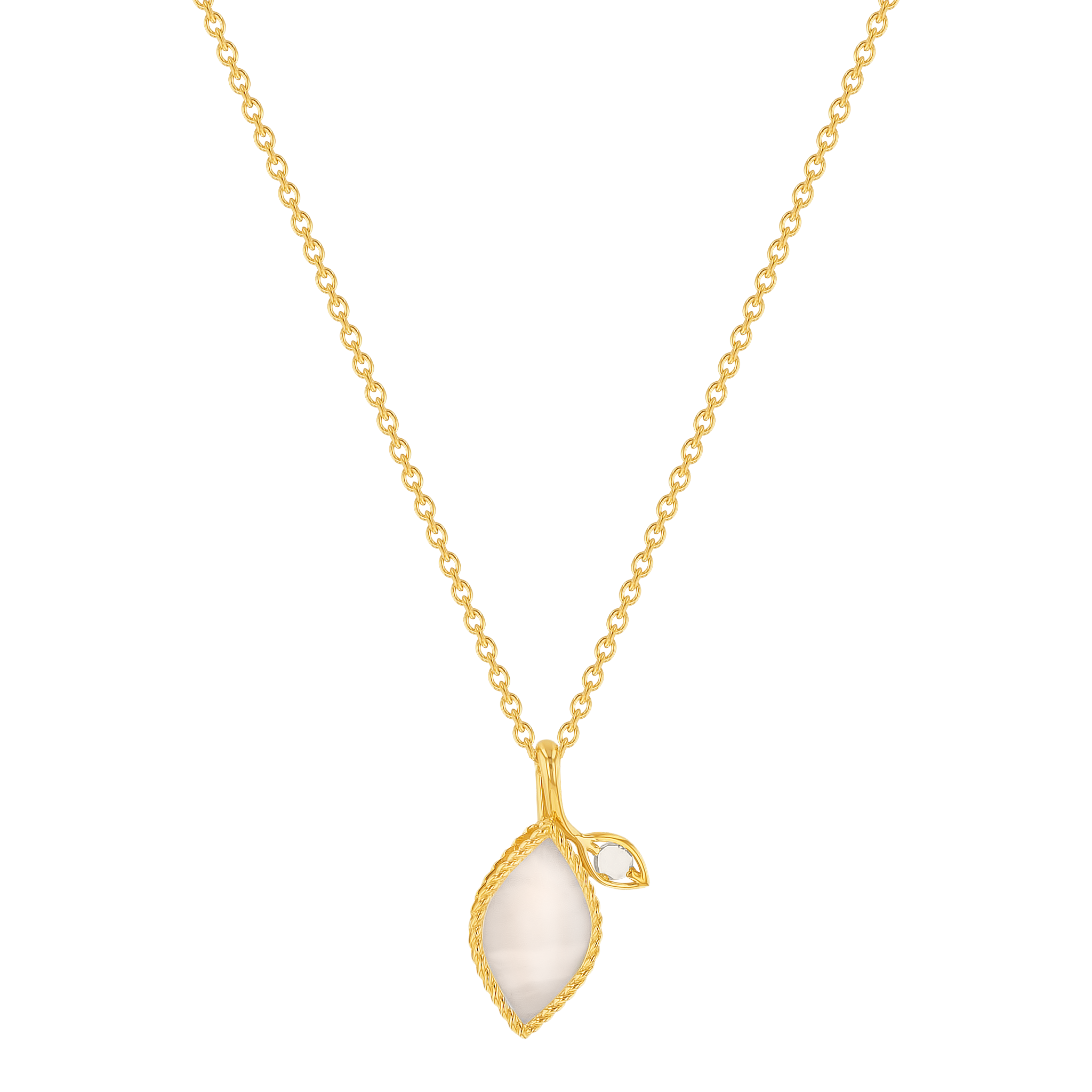 Foglia Mother of Pearl Necklace in 18K Yellow Gold