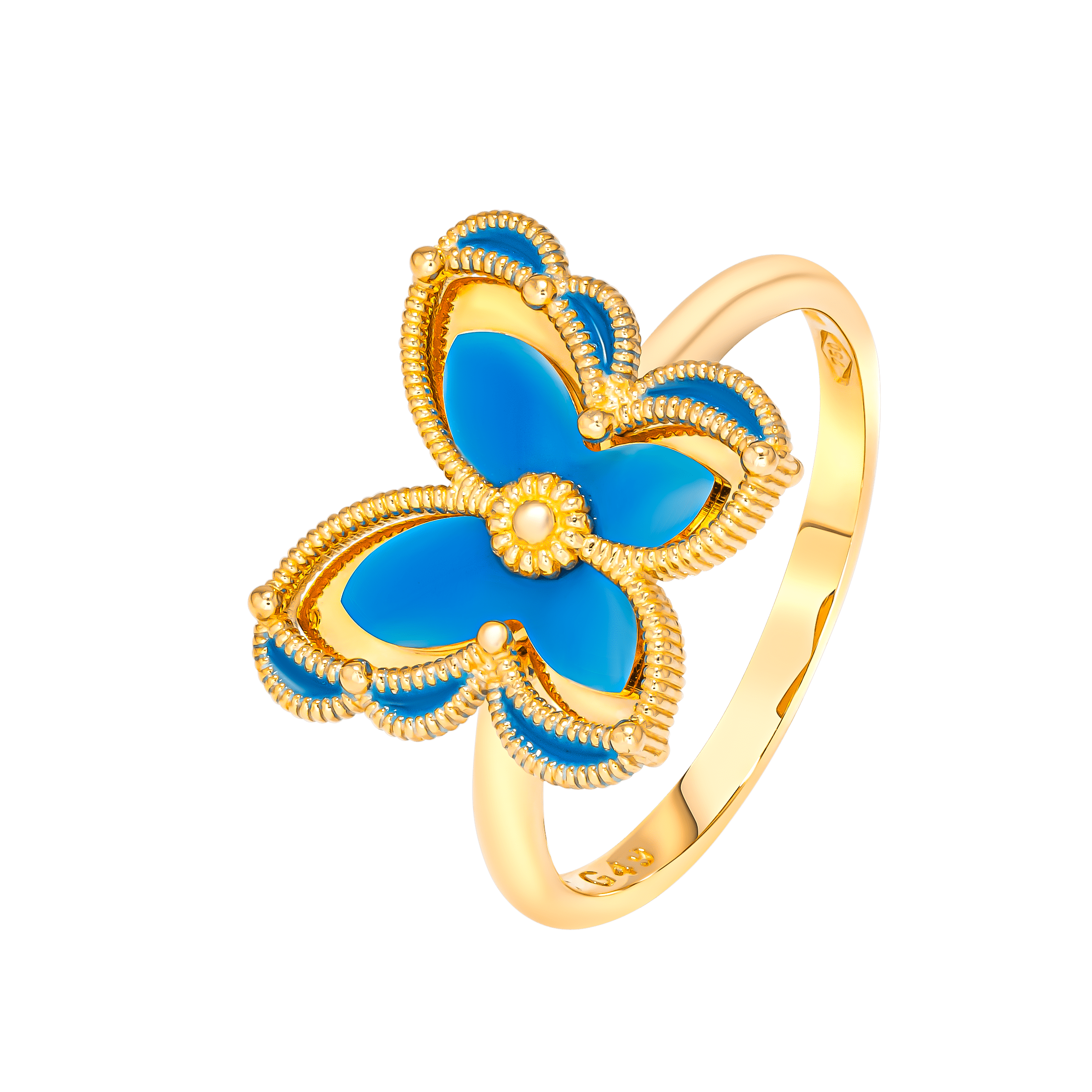 Giardino Butterfly Ring With Blue Enamel
