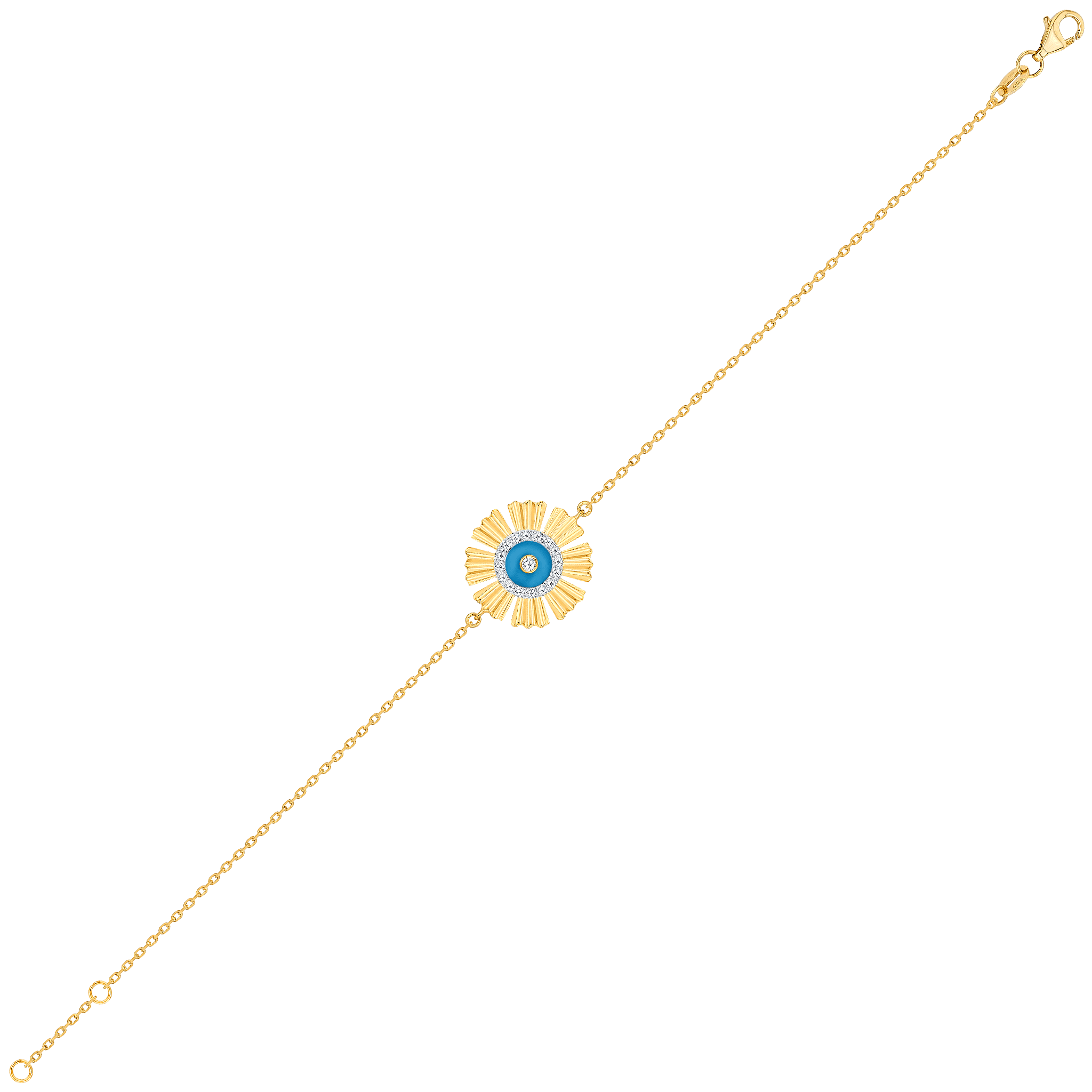Sunkiss Yellow Gold Bracelet With Turquoise And Diamond