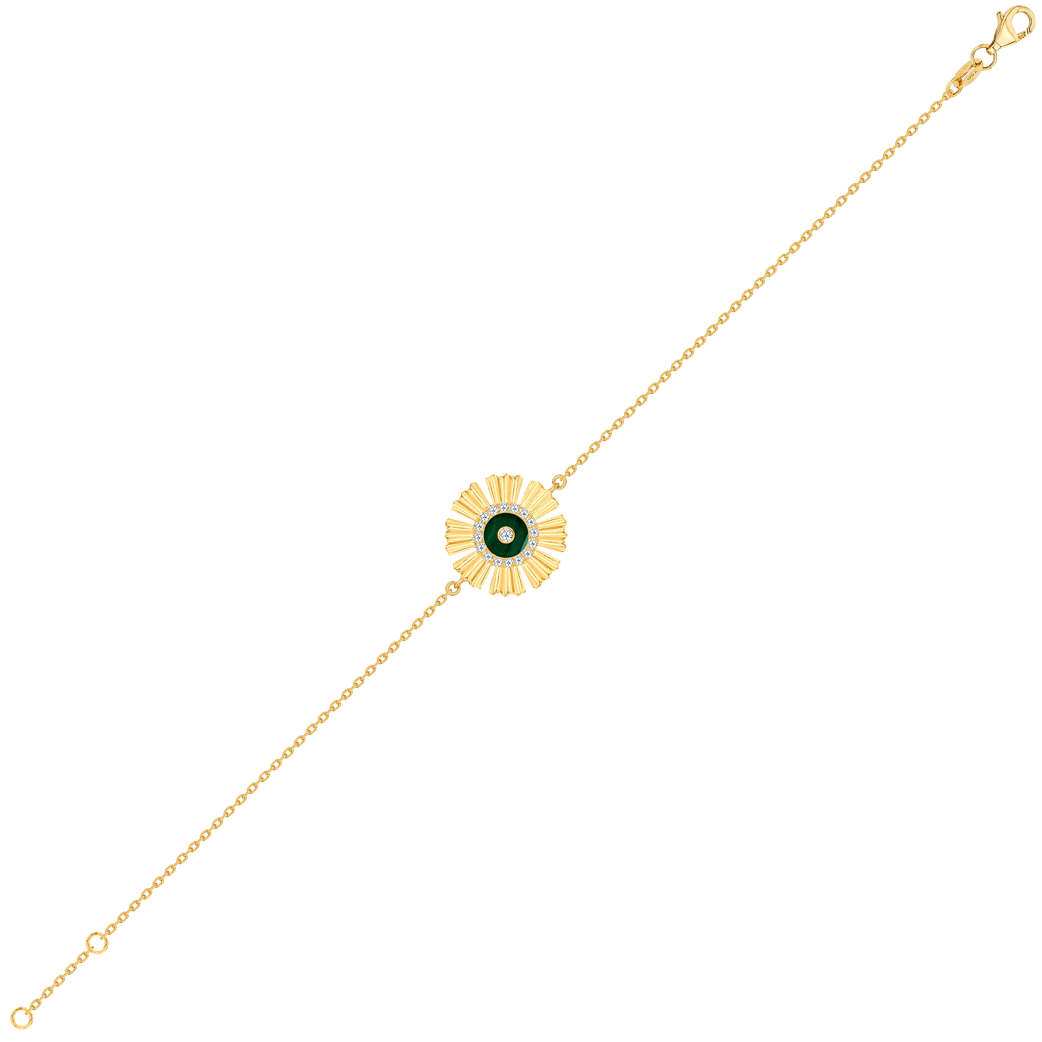 Sunkiss Yellow Gold Bracelet With Malachite And Diamond