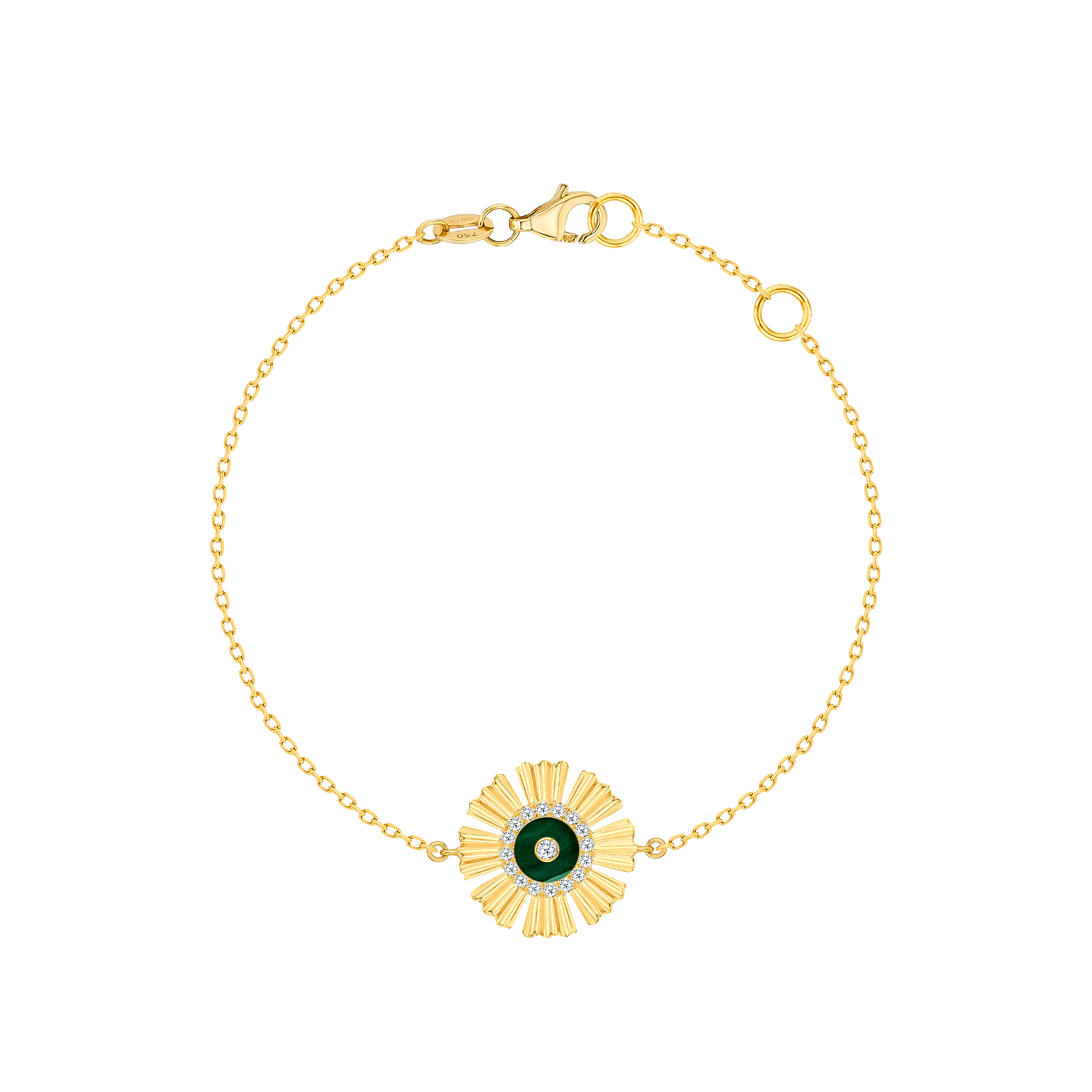 Sunkiss Yellow Gold Bracelet With Malachite And Diamond
