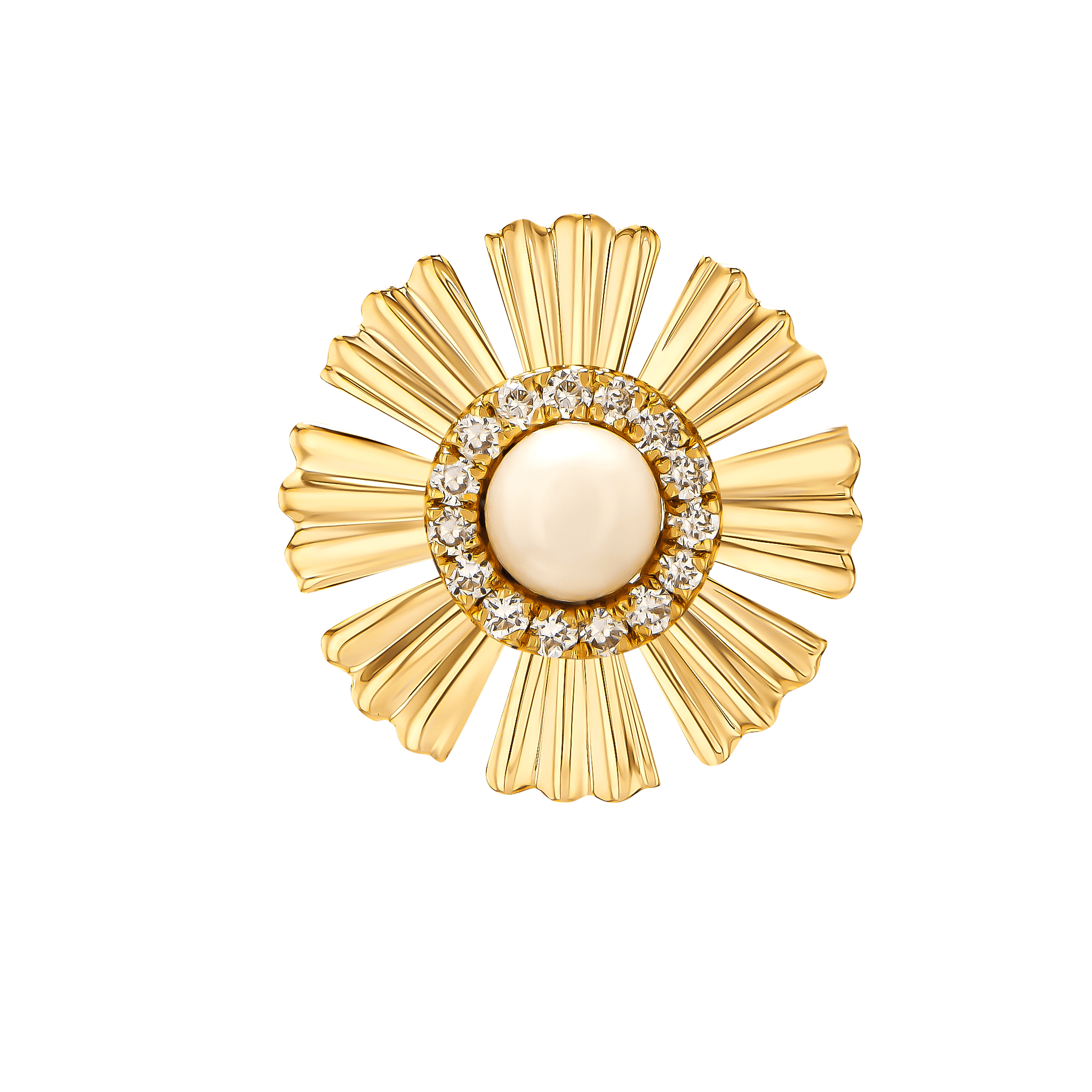 Sunkiss Yellow Gold Earrings With Pearl And Diamond