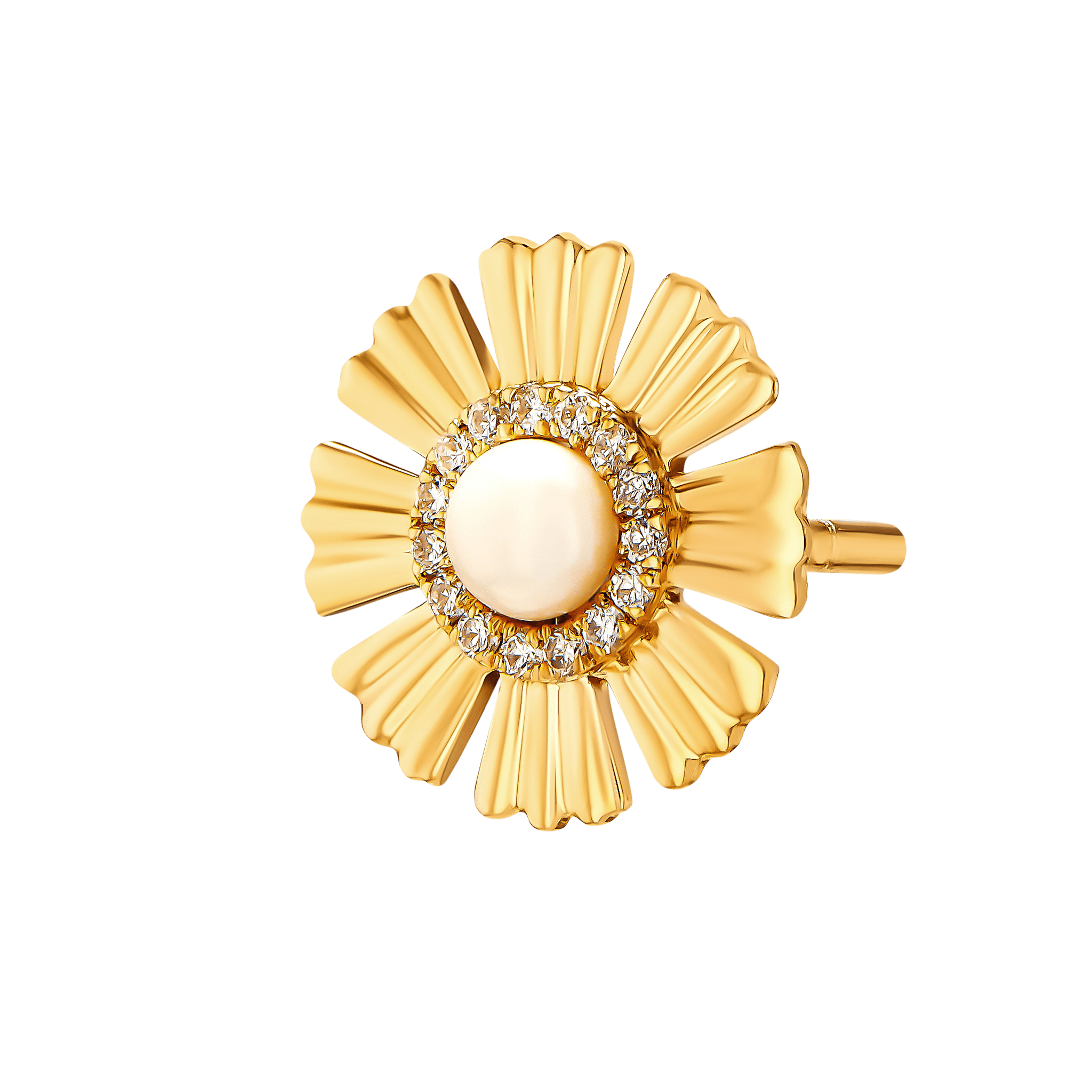 Sunkiss Yellow Gold Earrings With Pearl And Diamond
