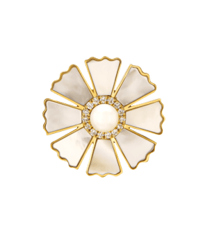 Sunkiss Yellow Gold Earrings With Pearl Mother Of Pearl And Diamond