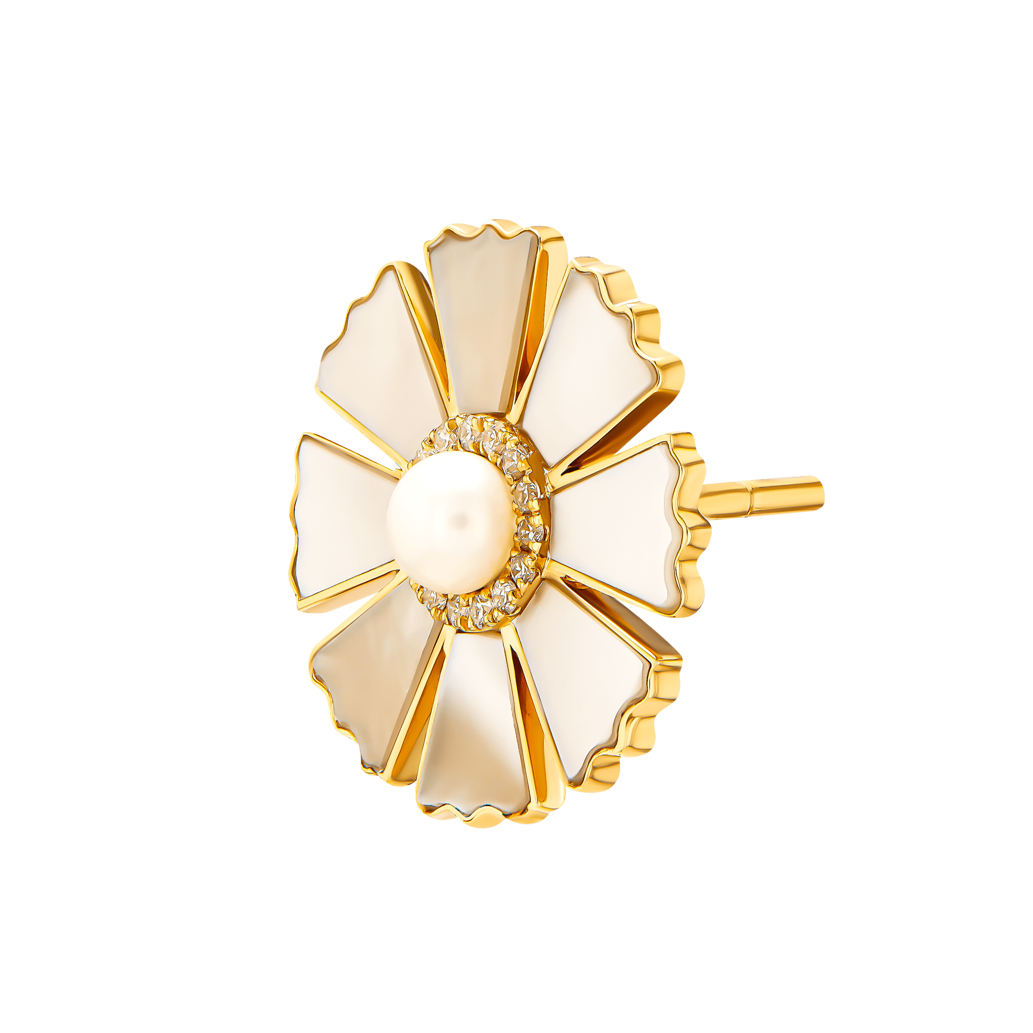 Sunkiss Yellow Gold Earrings With Pearl Mother Of Pearl And Diamond