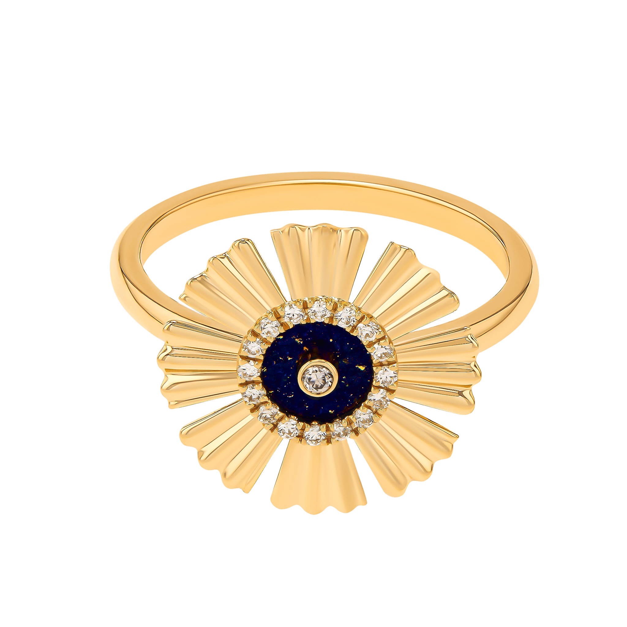 Sunkiss Yellow Gold Ring With Lapis Lazuli And Diamond