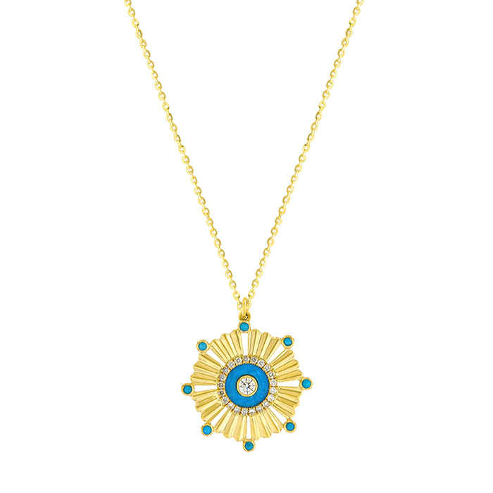 Sunkiss Beads 18k Gold Turquoise And Diamond Necklace