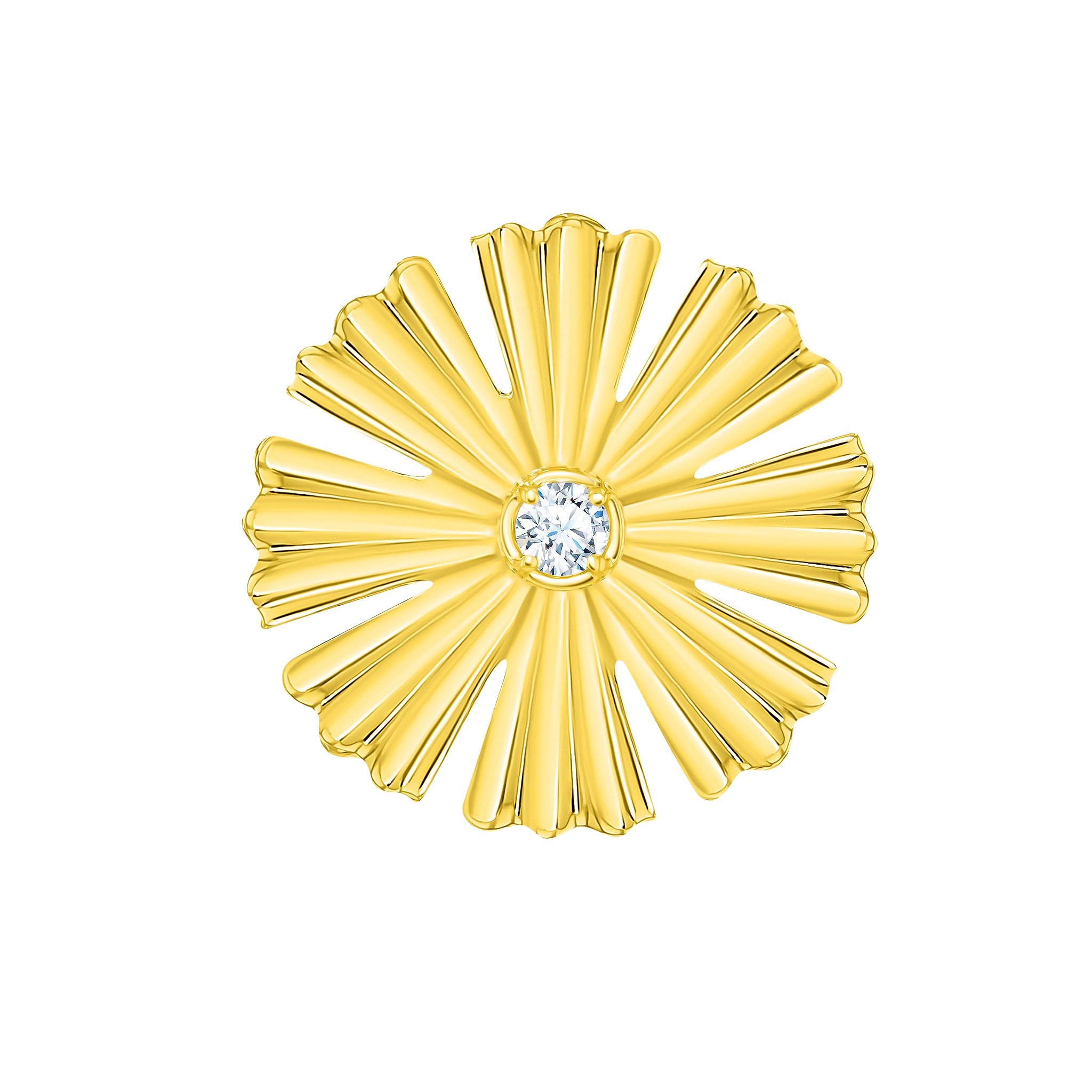 Sunkiss Medium Stud Earrings With Diamond In 18k Yellow Gold