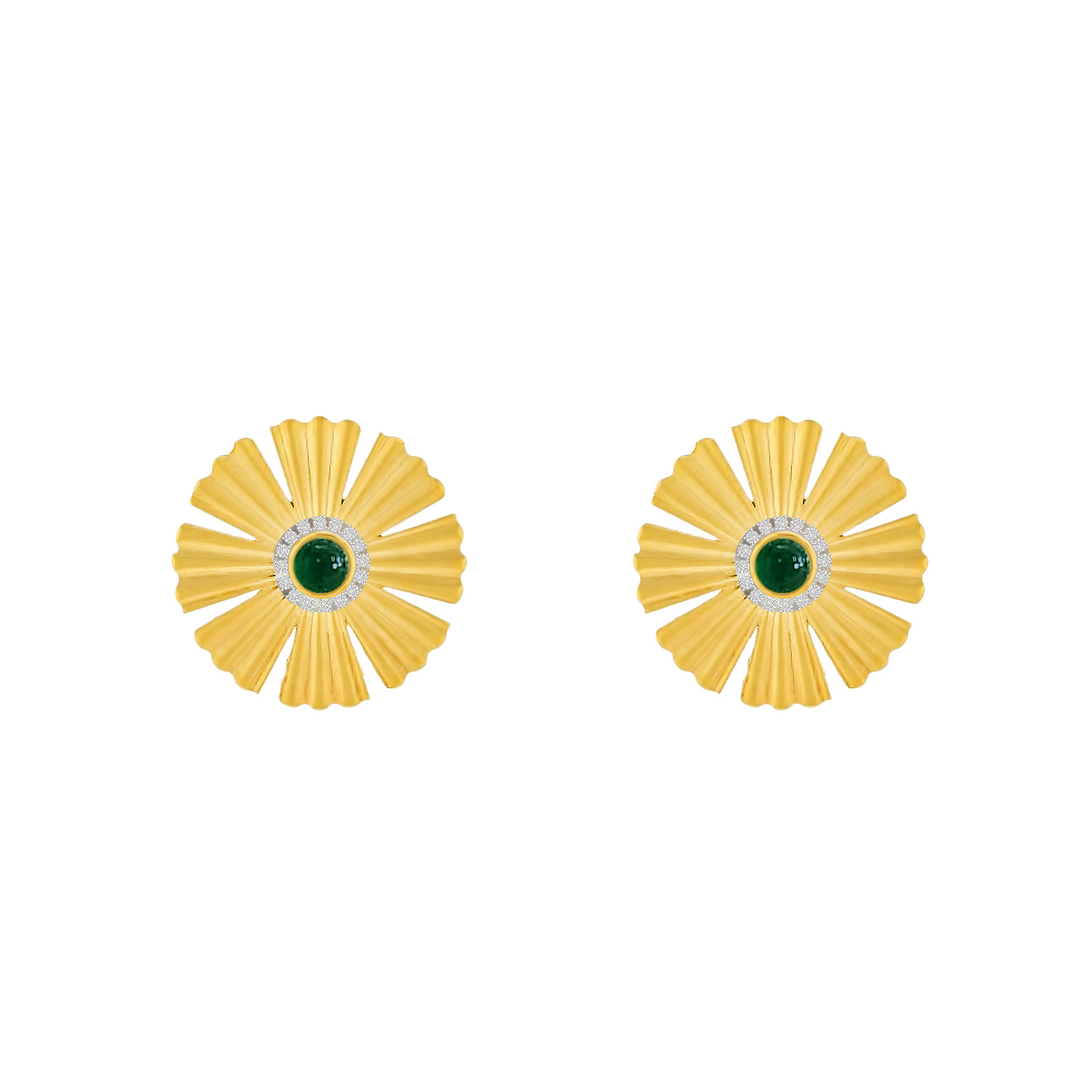 Sunkiss Garden 18K Yellow Gold Green Onyx And Diamond Earrings