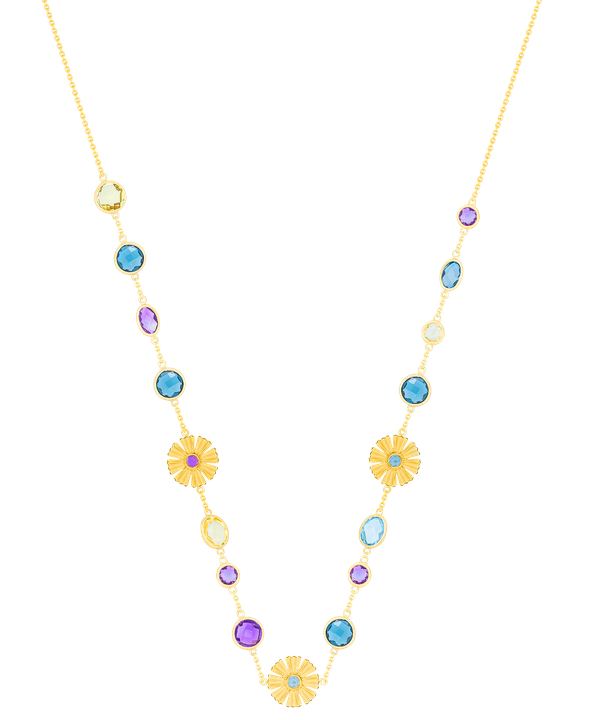 Sunkiss Garden Topaz Blue Necklace in 18K Yellow Gold