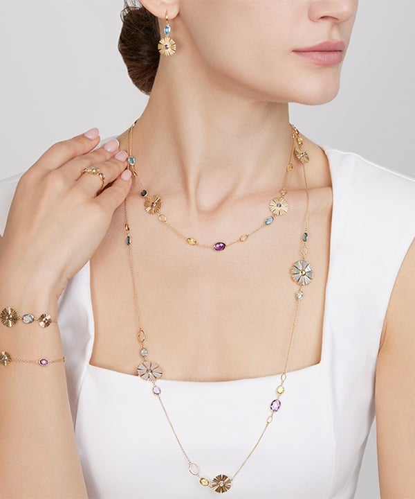 Sunkiss Garden Topaz Blue Necklace in 18K Yellow Gold