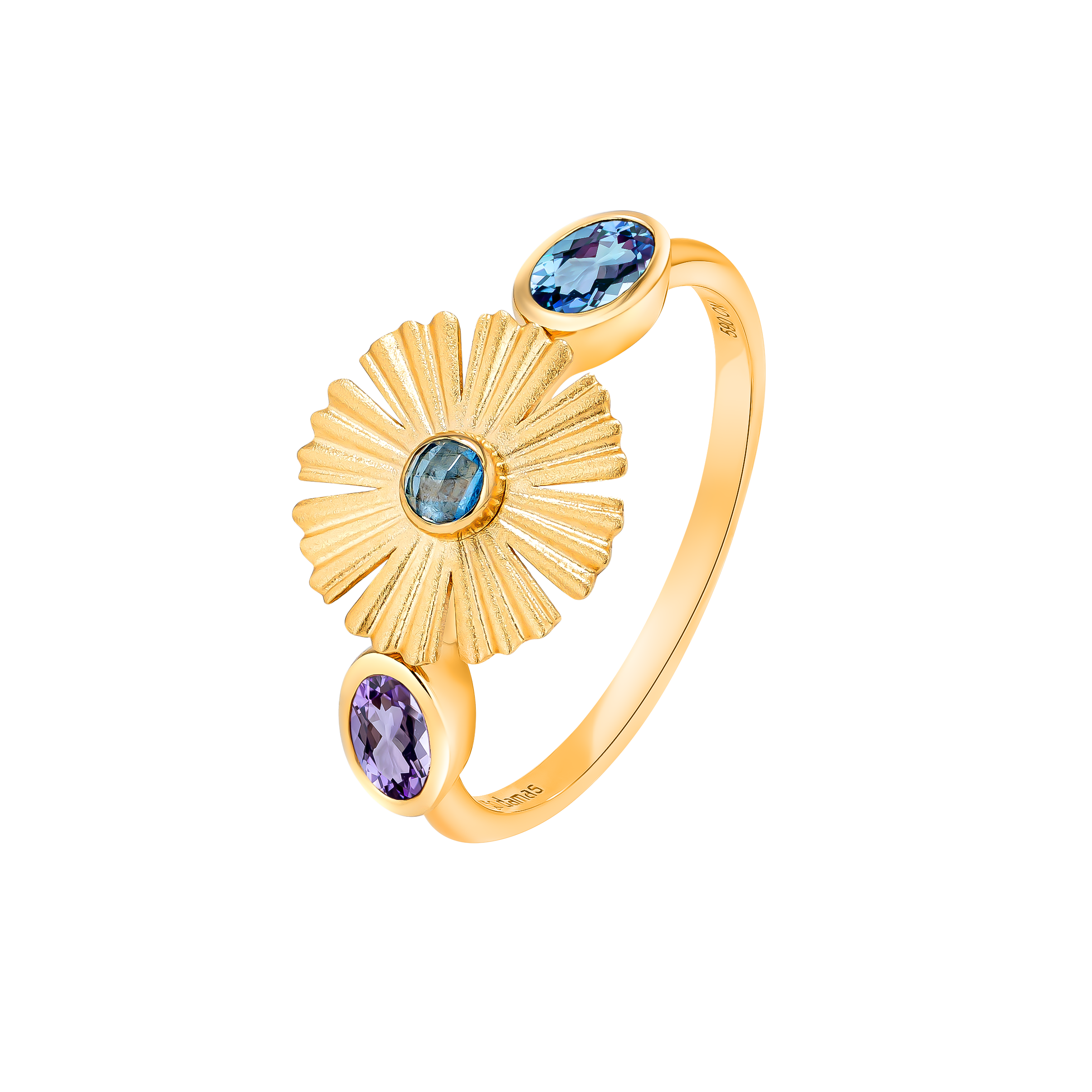 Sunkiss Garden Topaz Blue Ring in 18K Yellow Gold