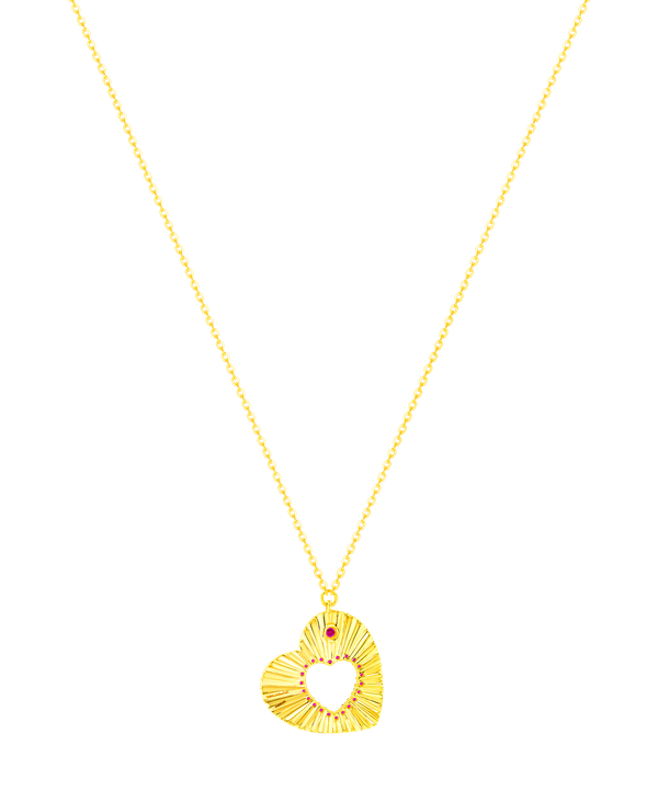 Sunkiss Hearts Ruby Necklace in 18K Yellow Gold