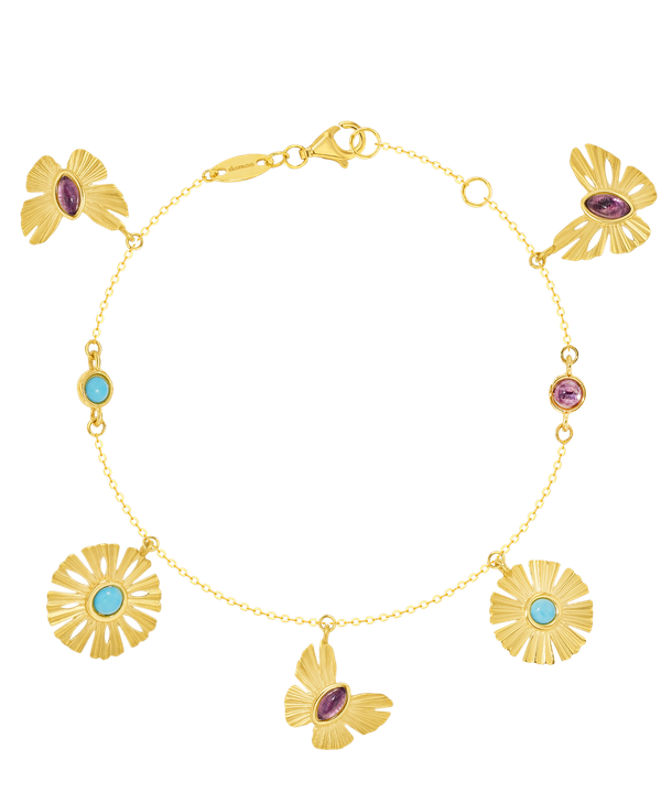 Sunkiss Multi Charm Daisies & Butterflies Anklet