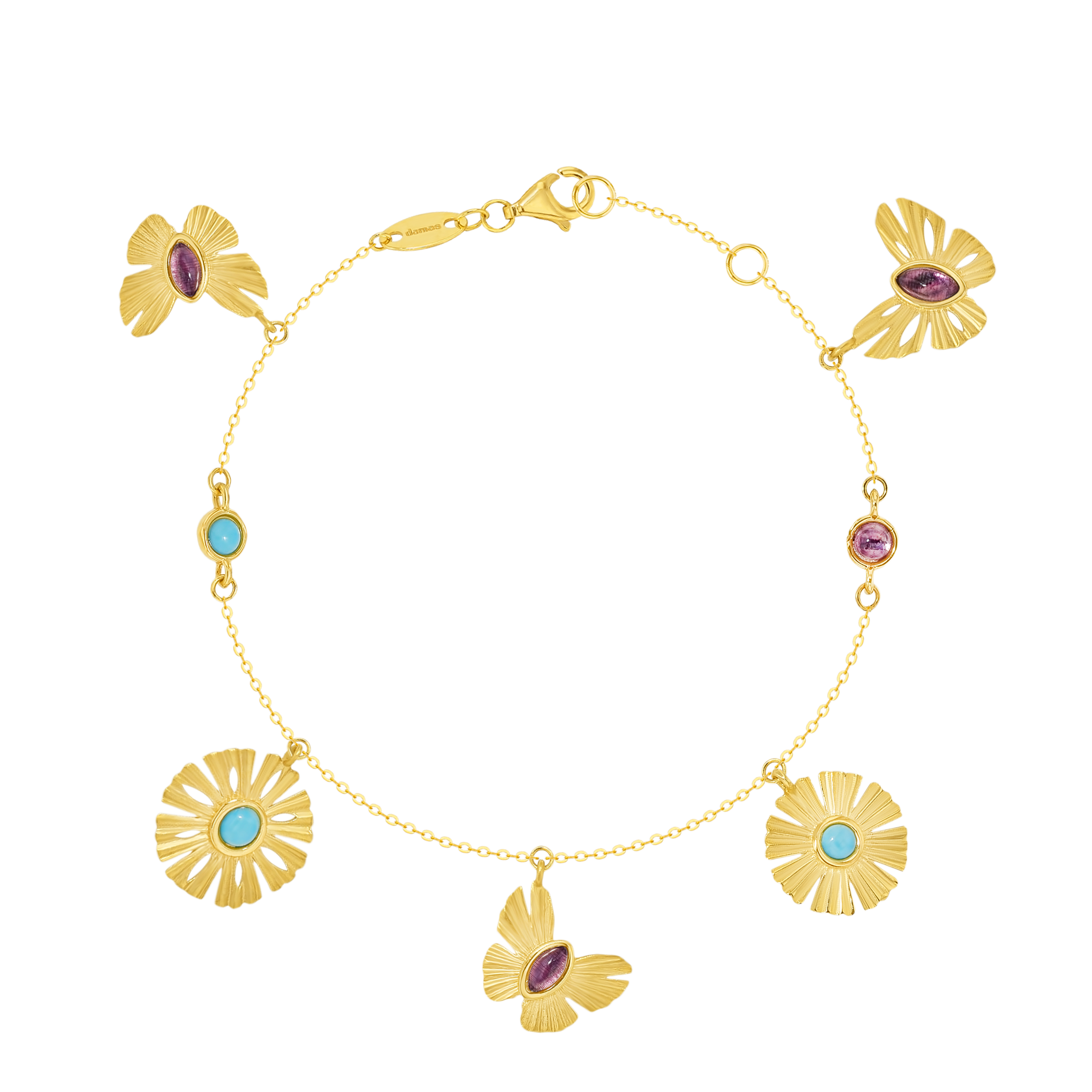 Sunkiss Multi Charm Daisies & Butterflies Anklet