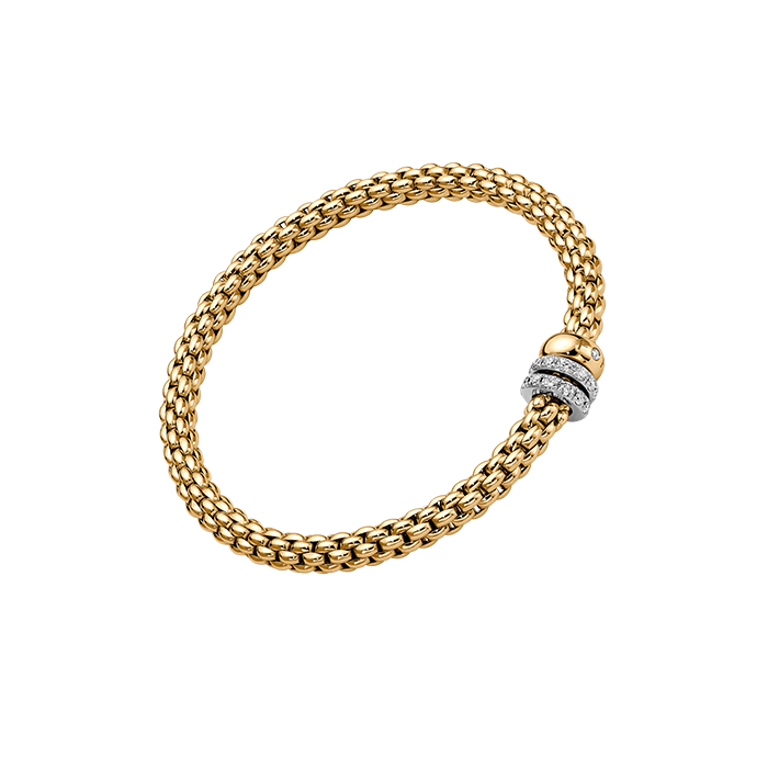 Solo Flex'it Bracelet With Three Rondels And Diamond Pavé