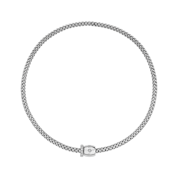 Solo Flex'it Necklace With Ornamental Clasp And Diamond Pavé