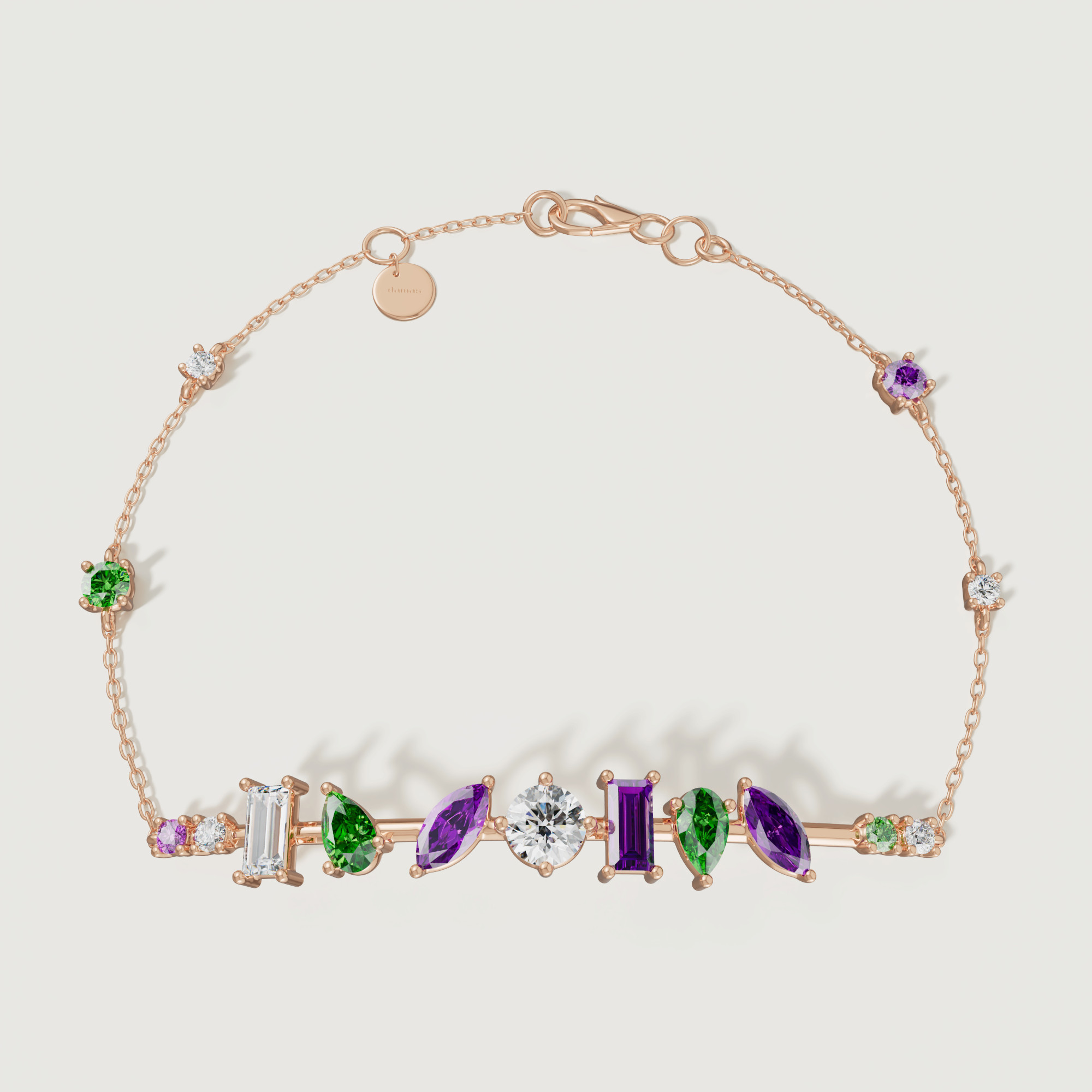 Fiesta Diamond And Precious Gem Bracelet In 18k Rose Gold