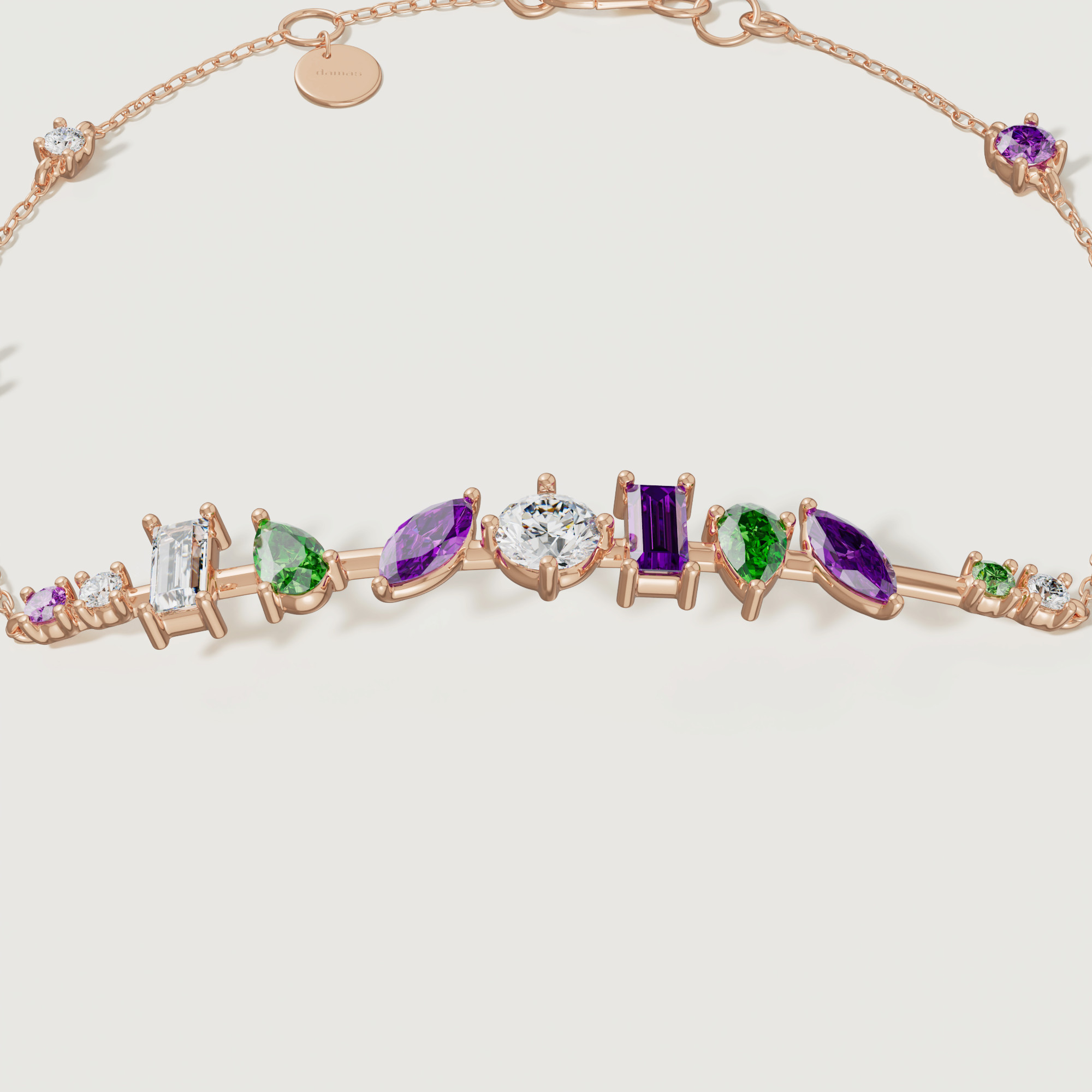 Fiesta Diamond And Precious Gem Bracelet In 18k Rose Gold