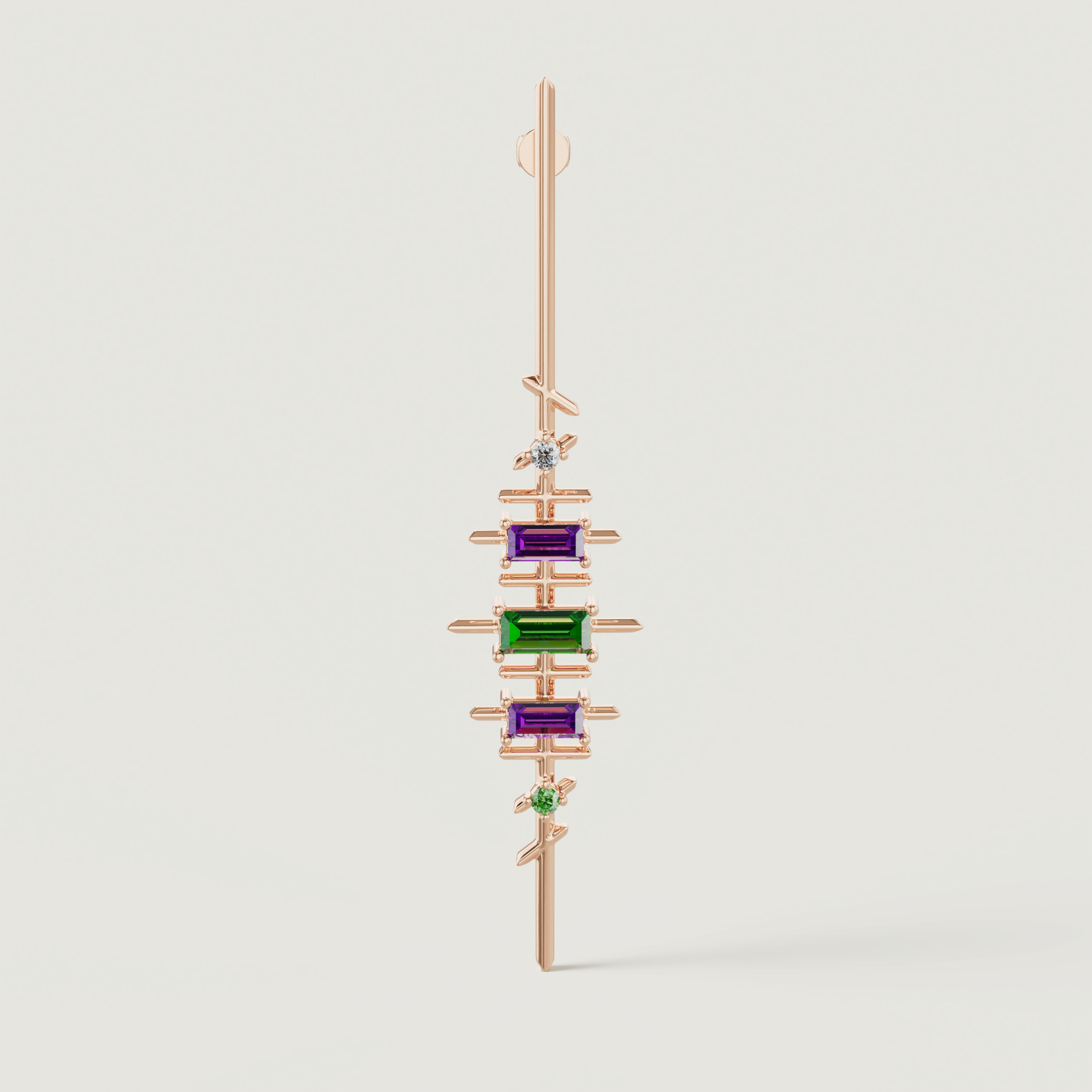 Fiesta Diamond And Precious Gem Earrings In 18k Rose Gold