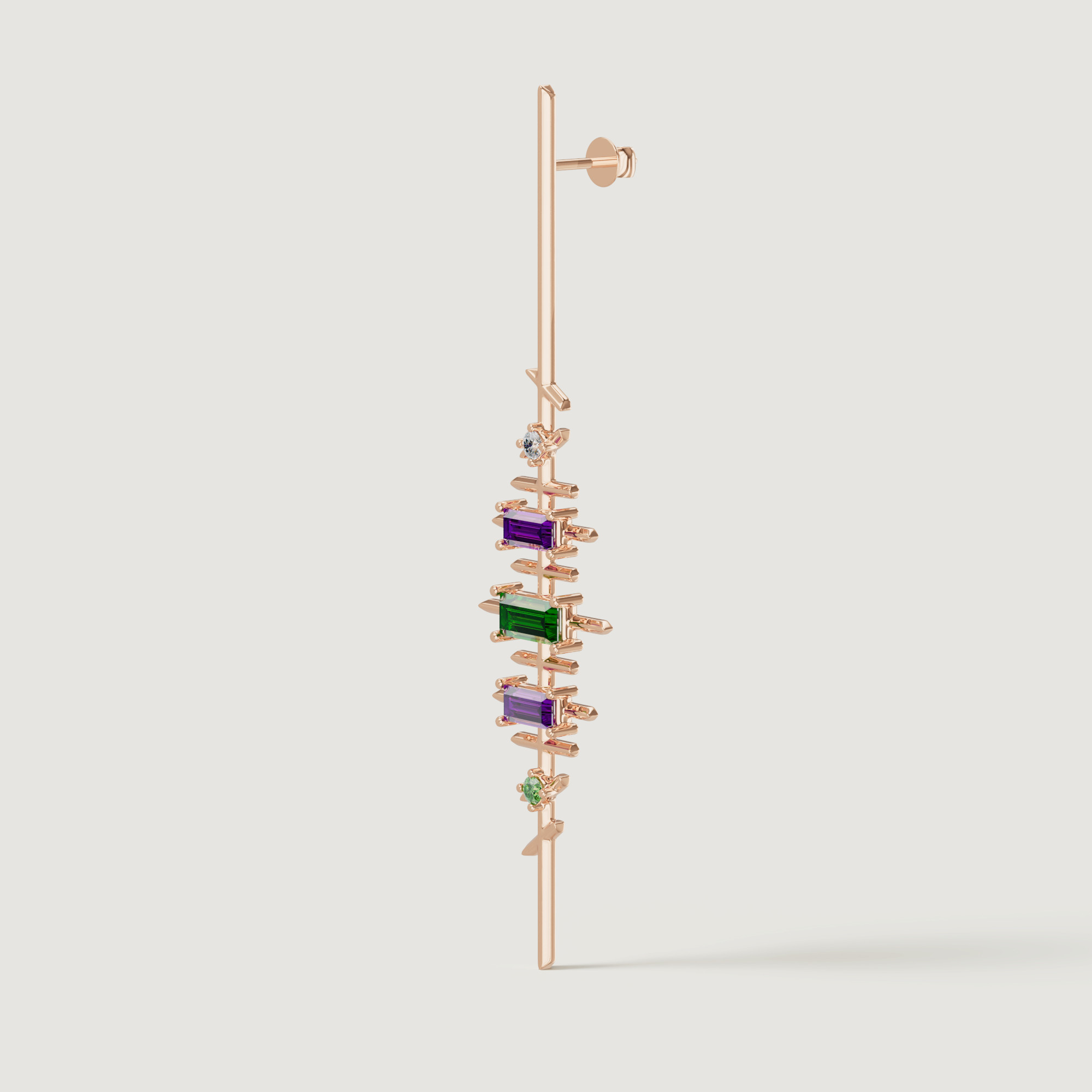 Fiesta Diamond And Precious Gem Earrings In 18k Rose Gold