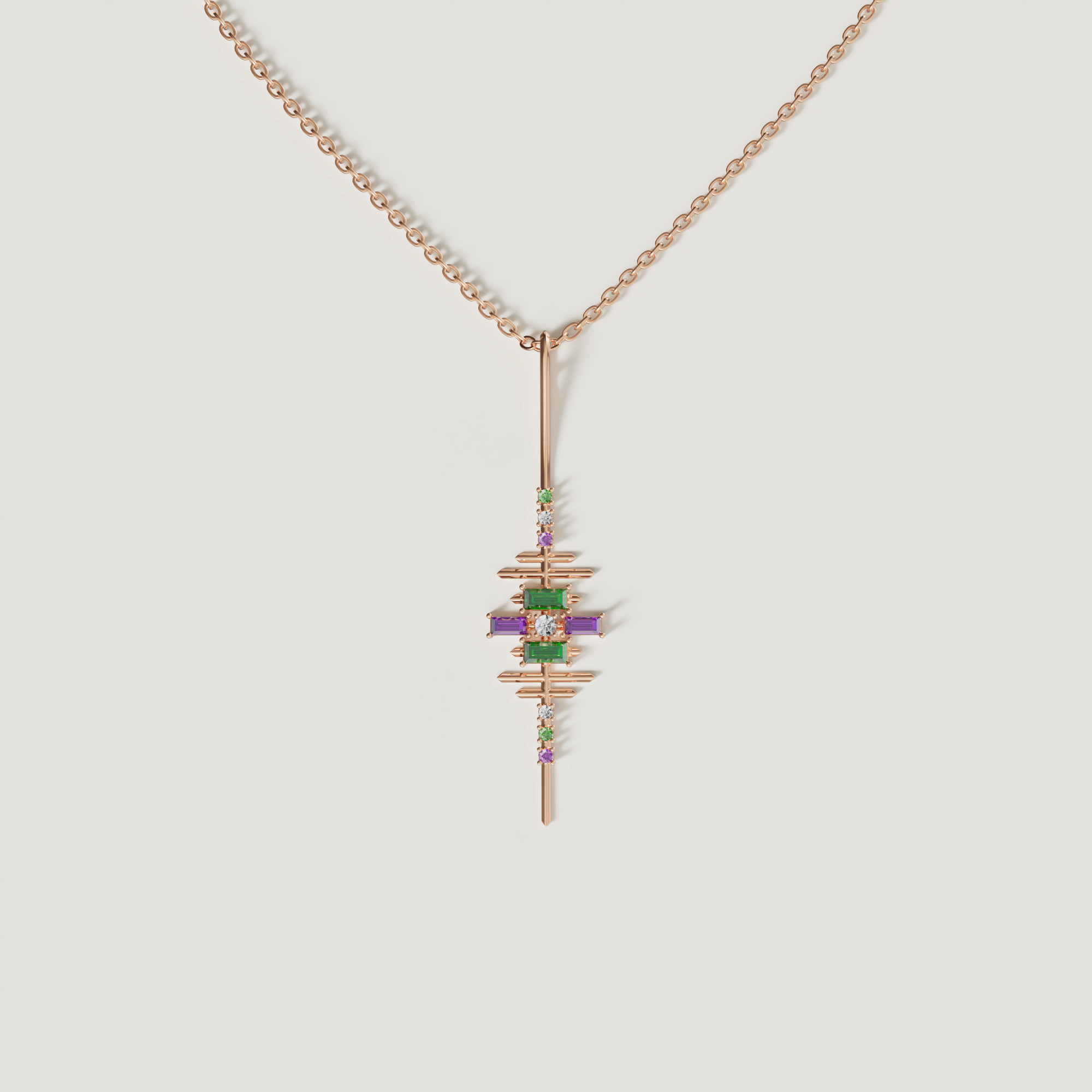 Fiesta Diamond And Precious Gem Necklace In 18k Rose Gold