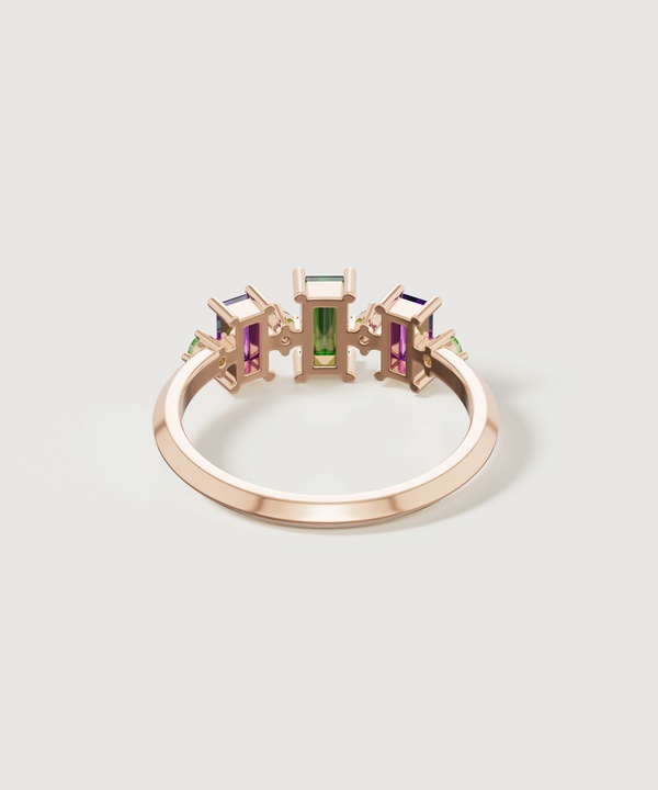 Fiesta Diamond And Precious Gem Ring In 18k Rose Gold