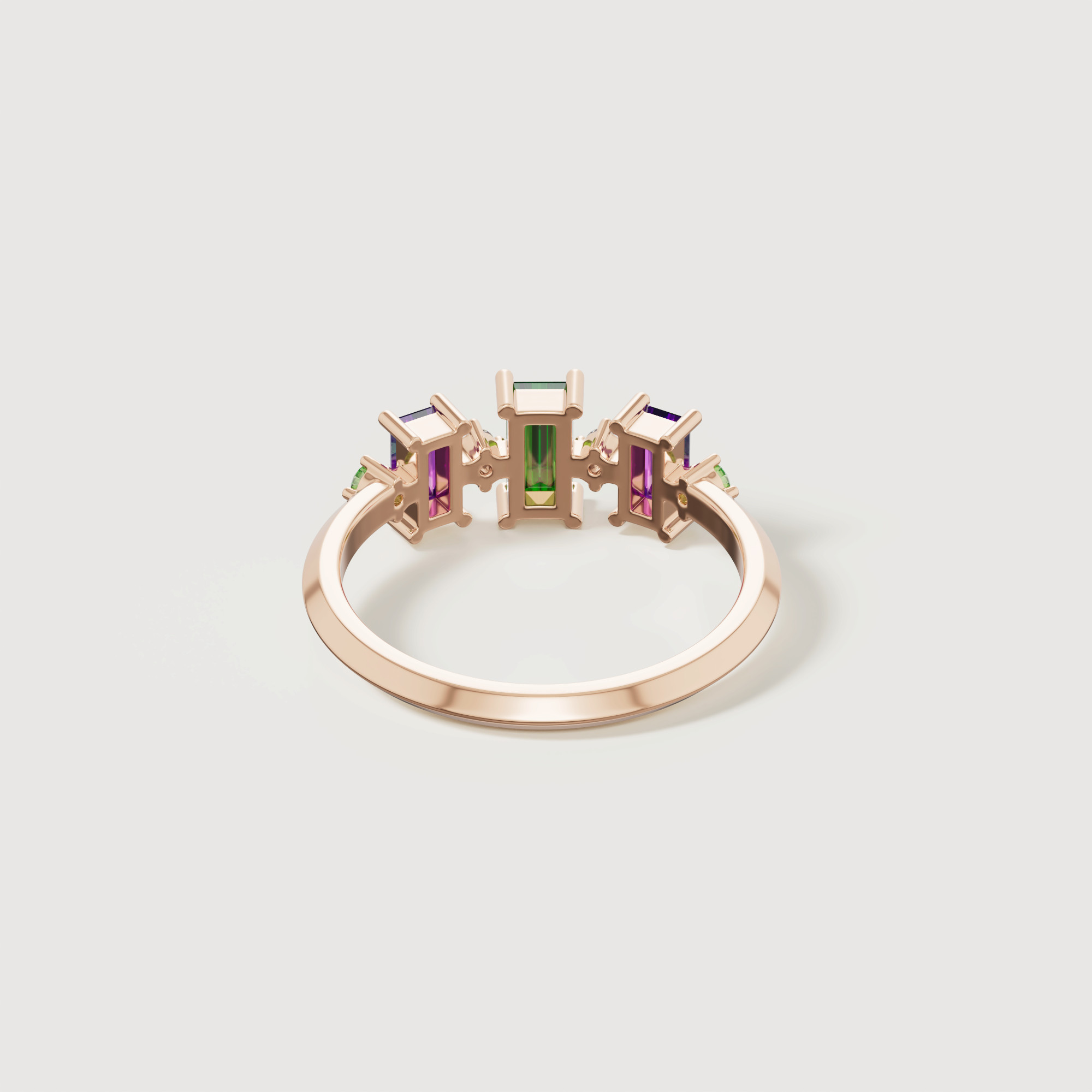 Fiesta Diamond And Precious Gem Ring In 18k Rose Gold