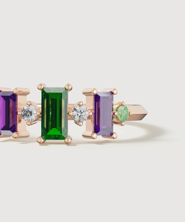 Fiesta Diamond And Precious Gem Ring In 18k Rose Gold