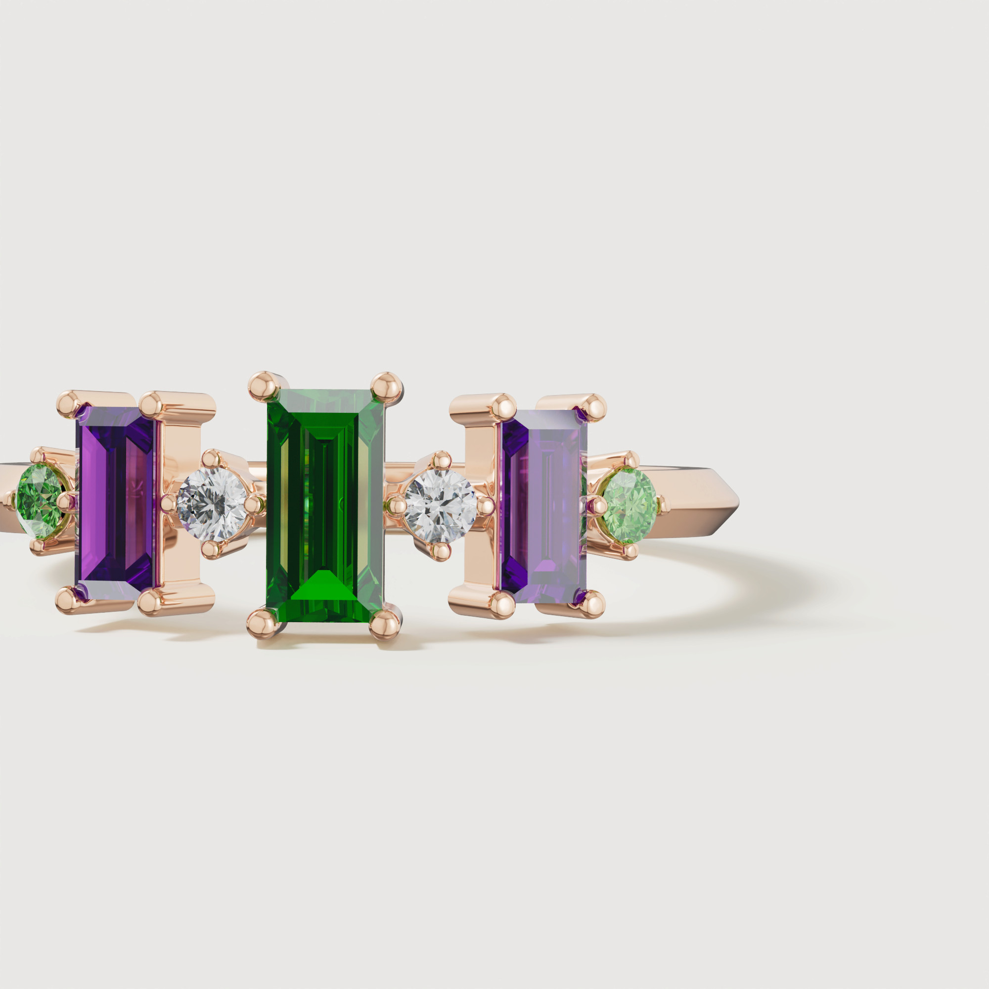 Fiesta Diamond And Precious Gem Ring In 18k Rose Gold