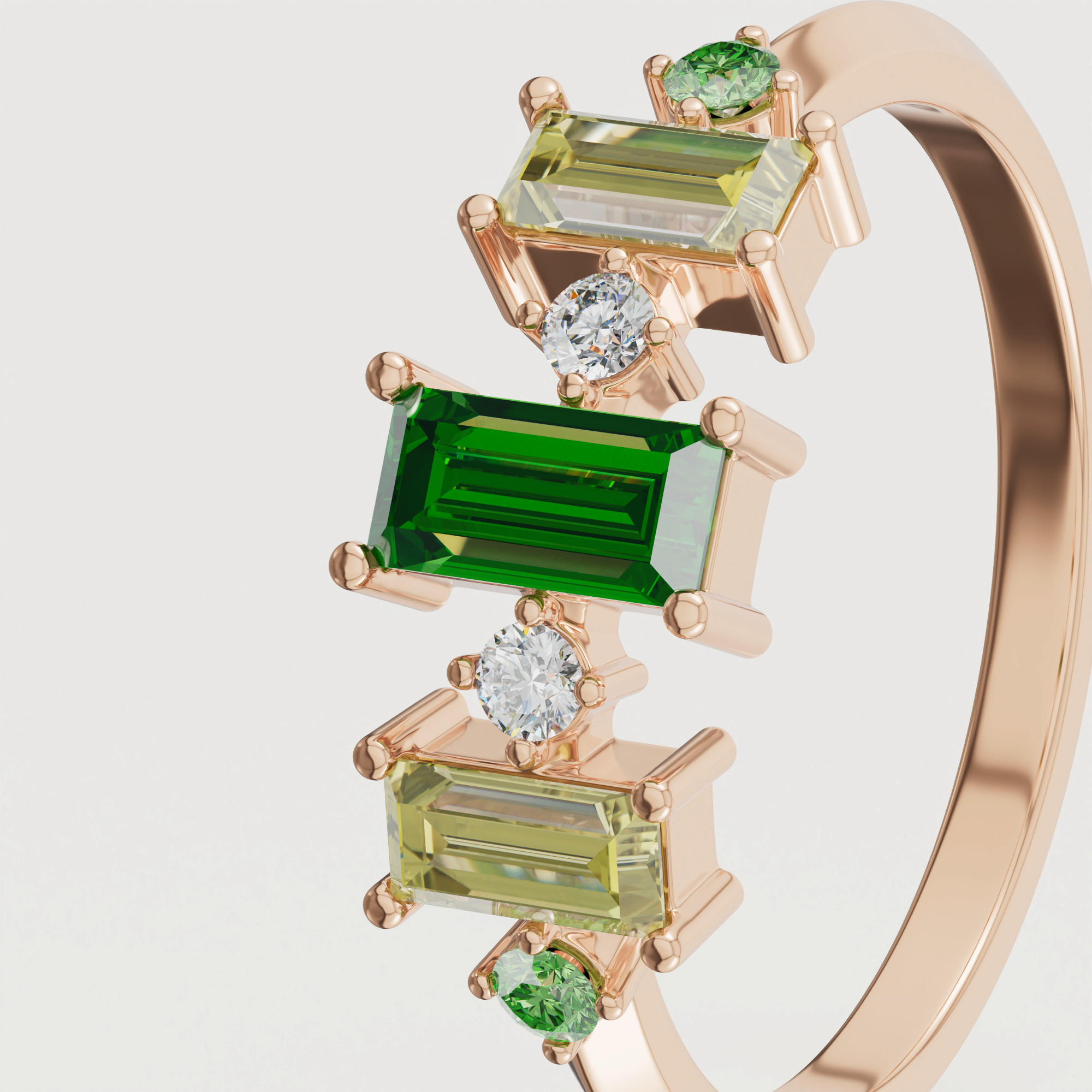 Fiesta Diamond And Precious Gem Ring In 18k Rose Gold