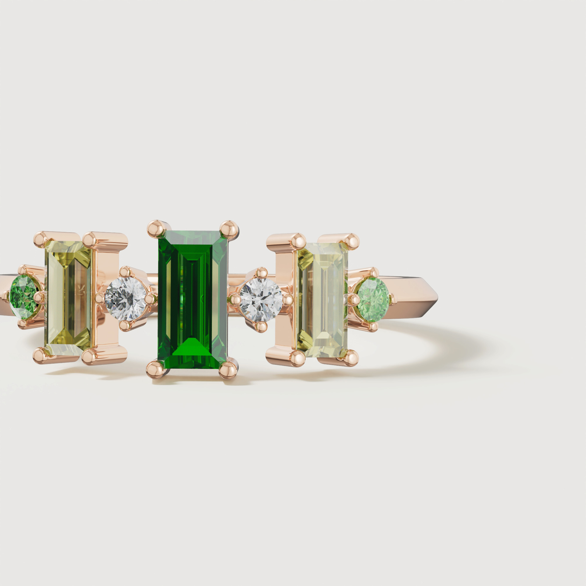 Fiesta Diamond And Precious Gem Ring In 18k Rose Gold