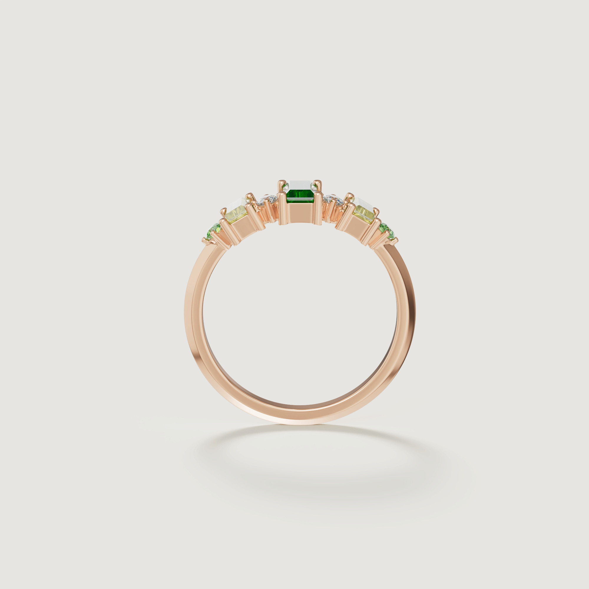 Fiesta Diamond And Precious Gem Ring In 18k Rose Gold