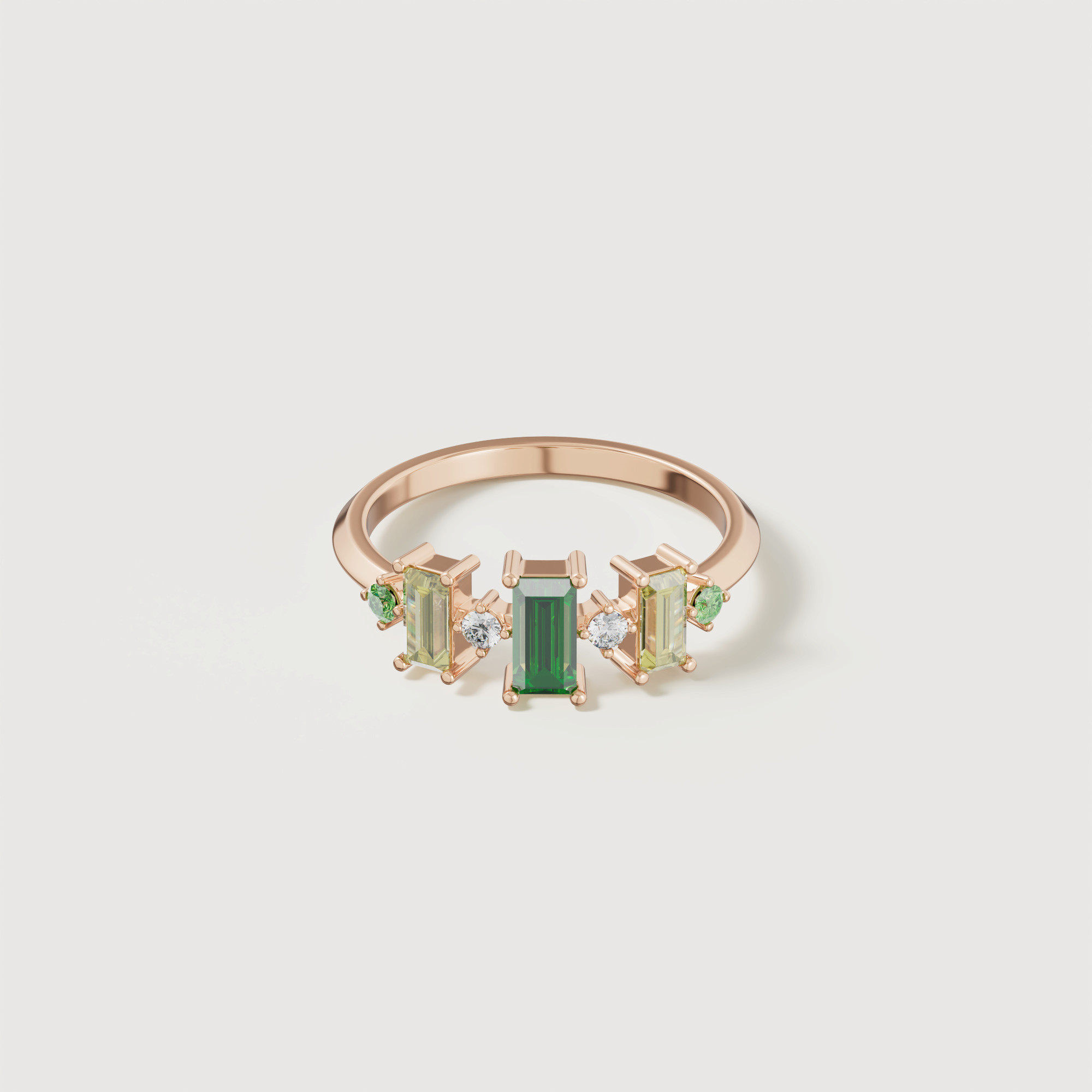 Fiesta Diamond And Precious Gem Ring In 18k Rose Gold