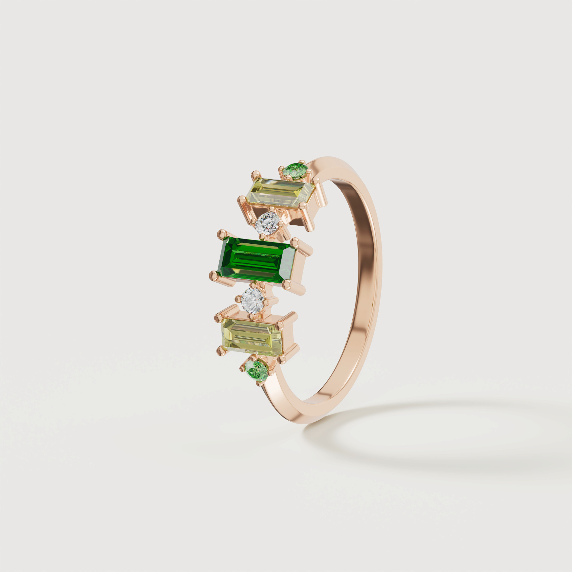 Fiesta Diamond And Precious Gem Ring In 18k Rose Gold