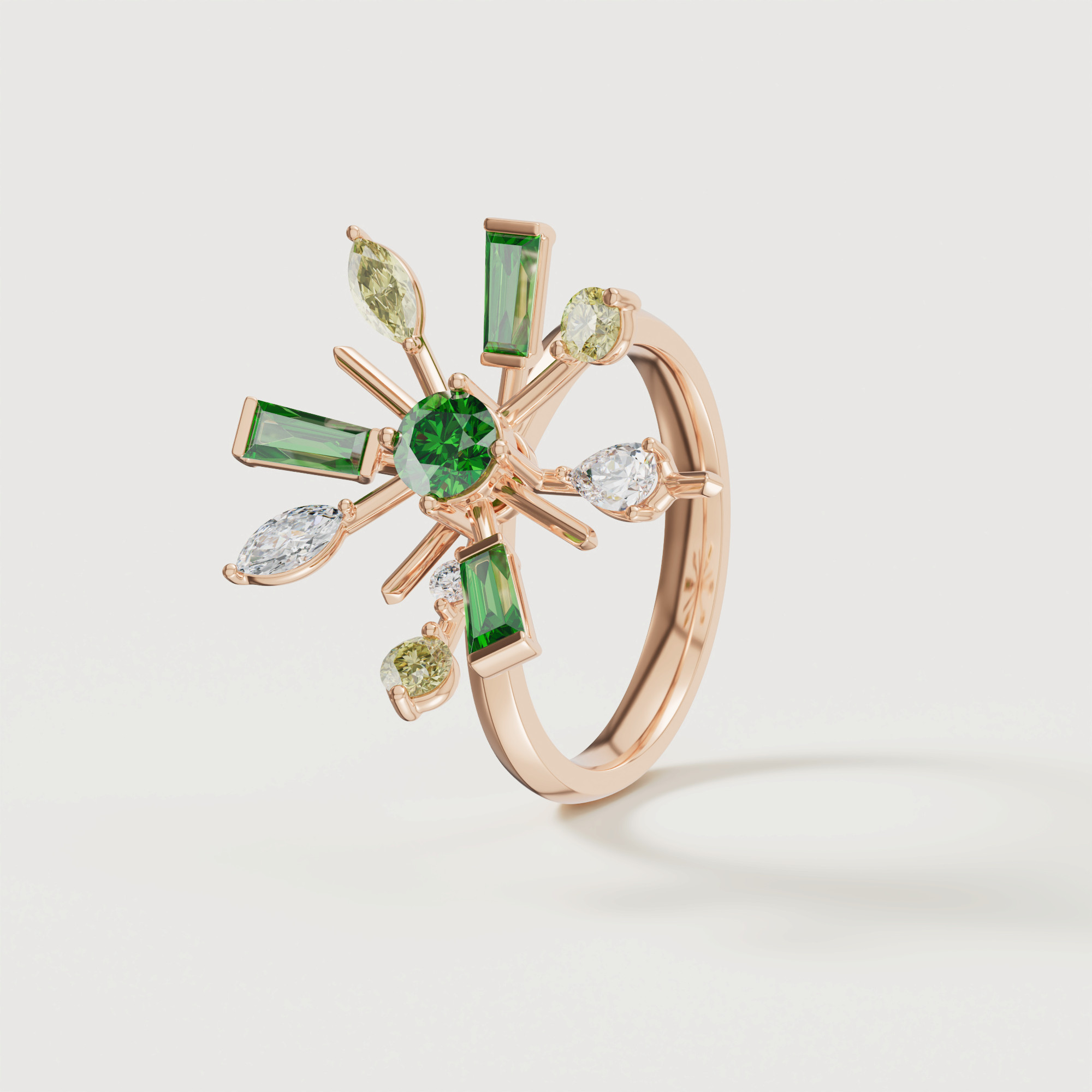 Fiesta Diamond And Precious Gem Ring In 18k Rose Gold