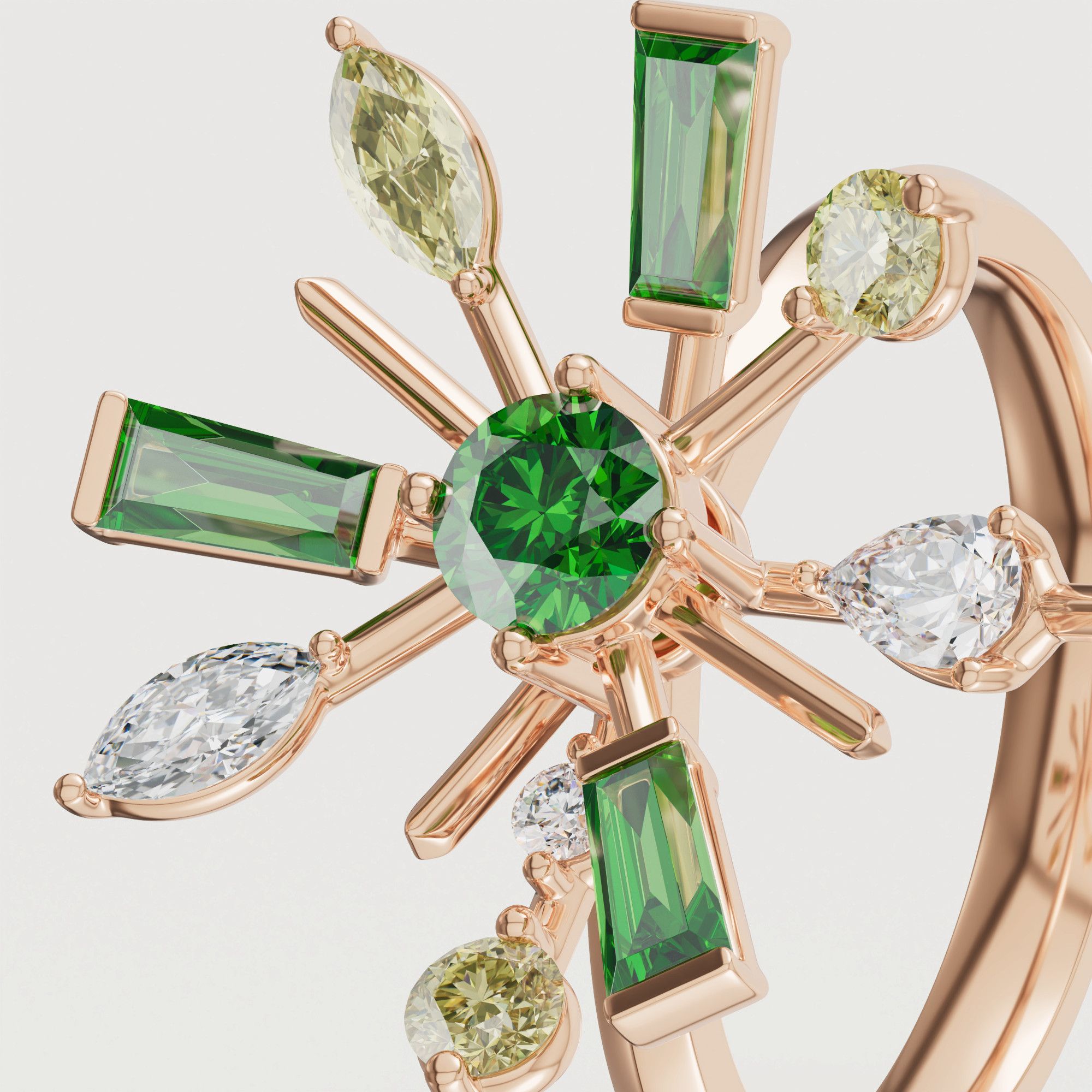 Fiesta Diamond And Precious Gem Ring In 18k Rose Gold