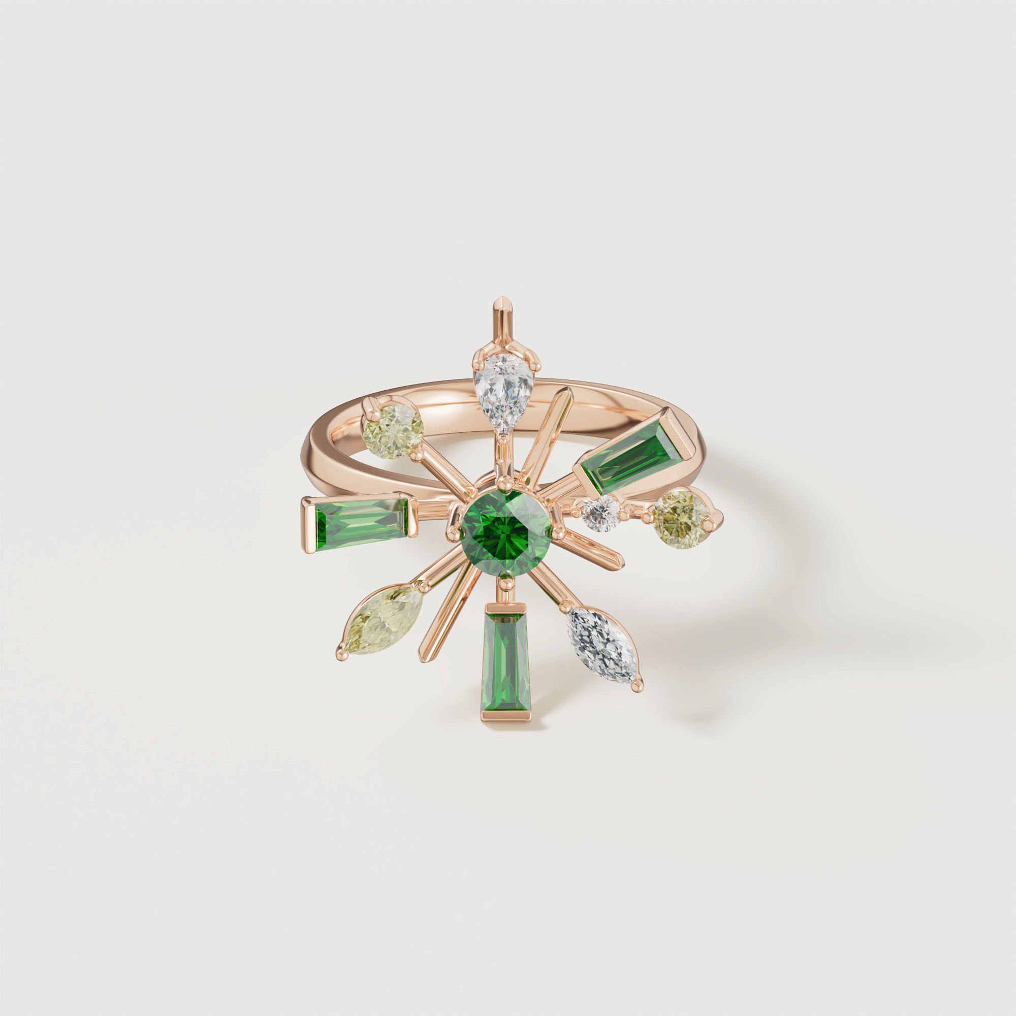 Fiesta Diamond And Precious Gem Ring In 18k Rose Gold