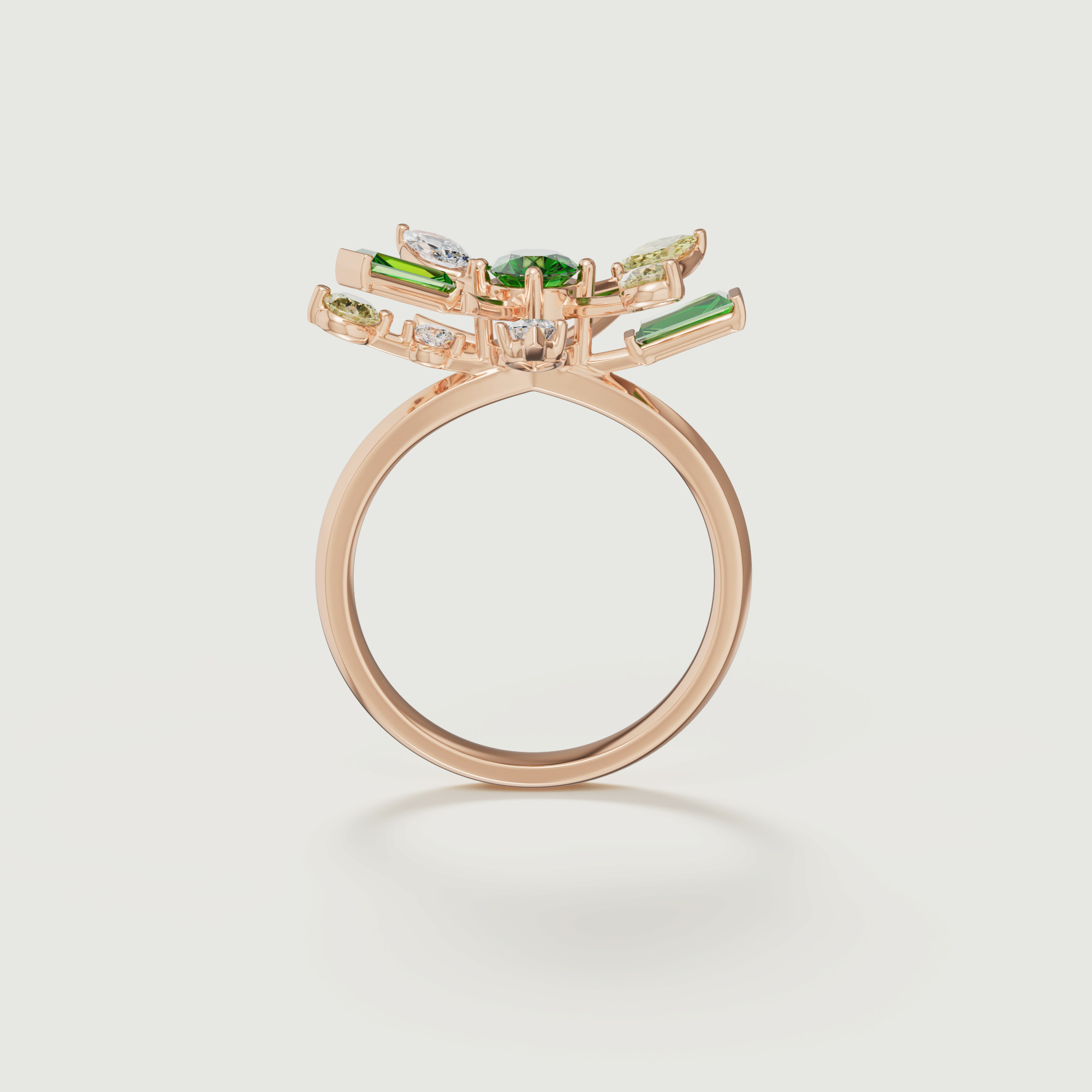 Fiesta Diamond And Precious Gem Ring In 18k Rose Gold