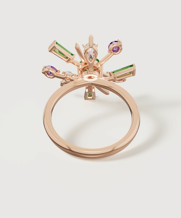 Fiesta Diamond And Precious Gem Ring In 18k Rose Gold